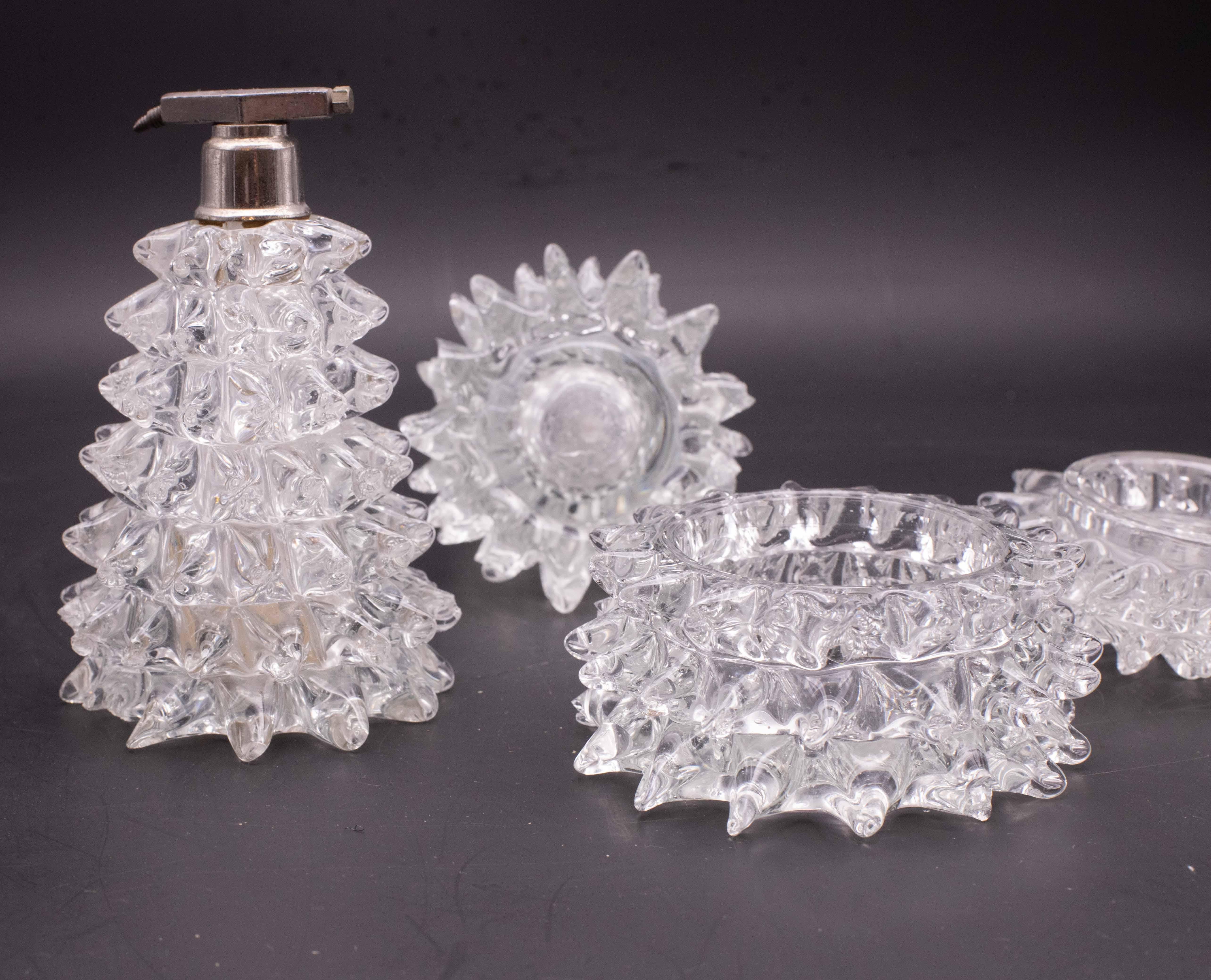 Set of 3 Ercole Barovier Rostrato Murano Italian Glass Vase for Barovier & Toso For Sale 6