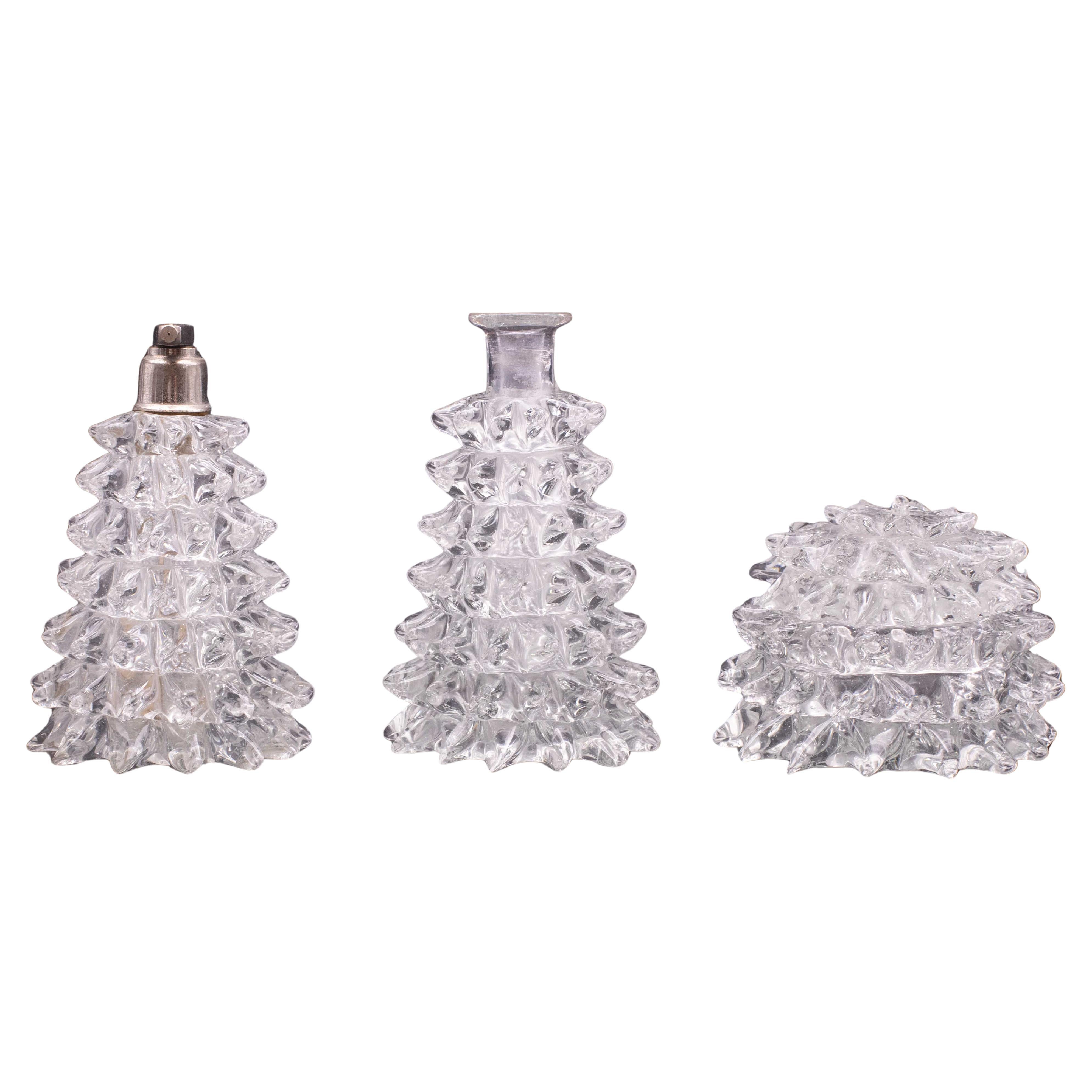 Set of 3 Ercole Barovier Rostrato Murano Italian Glass Vase for Barovier & Toso