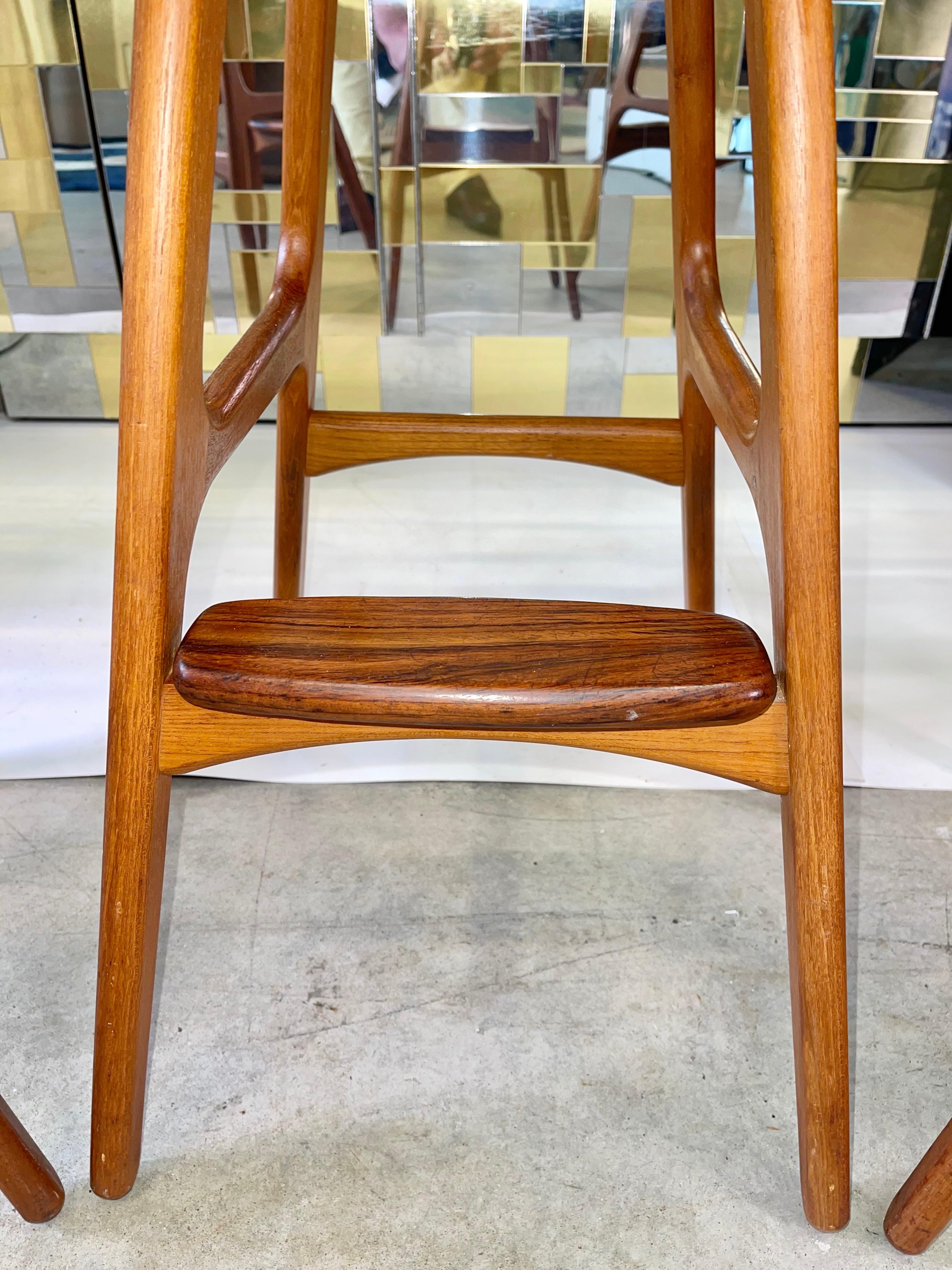 Set of 3 Erik Buch OD61 Teak and Rosewood Bar Stools 4