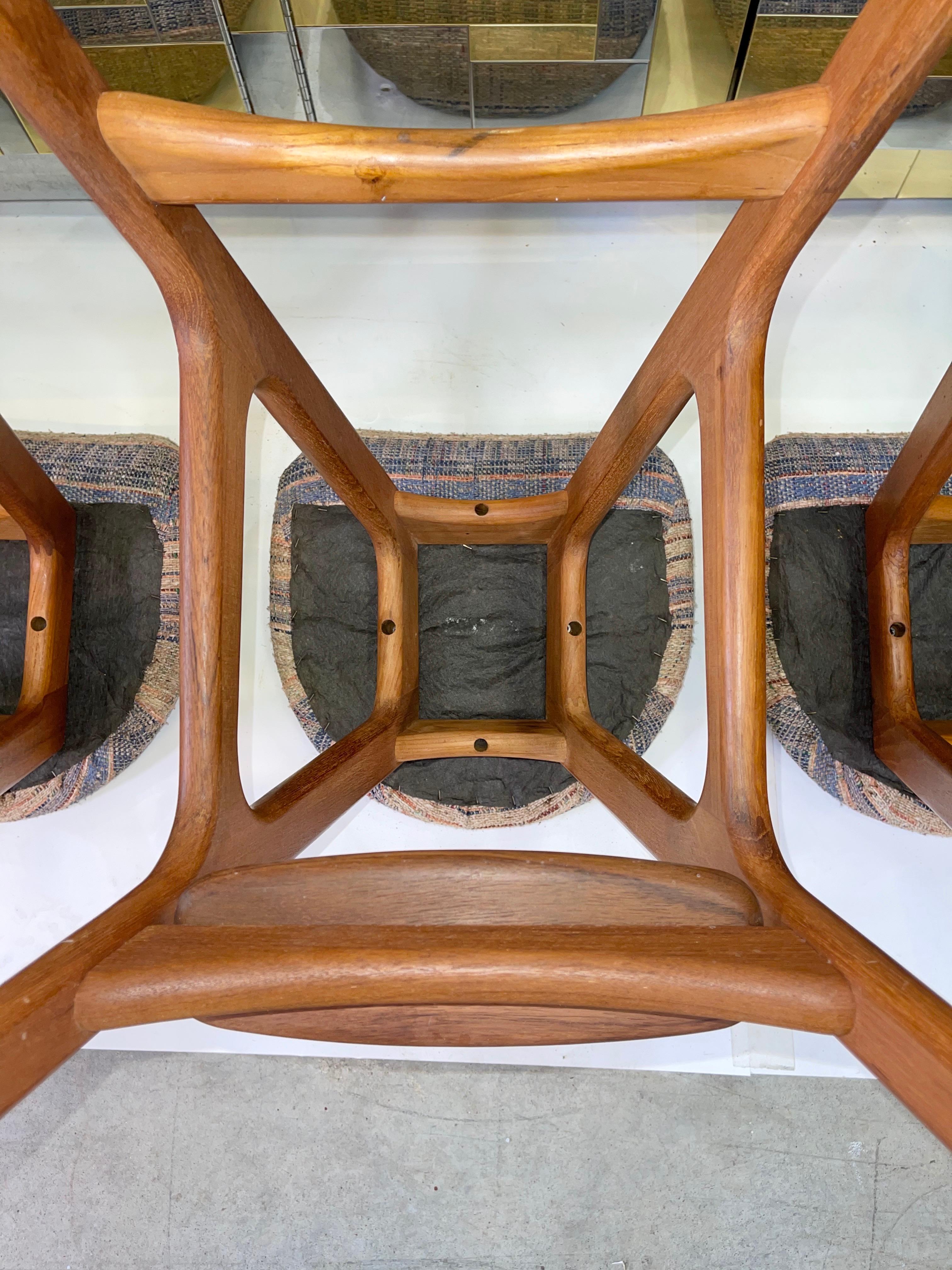 Set of 3 Erik Buch OD61 Teak and Rosewood Bar Stools 10