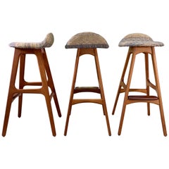 Set of 3 Erik Buch OD61 Teak and Rosewood Bar Stools