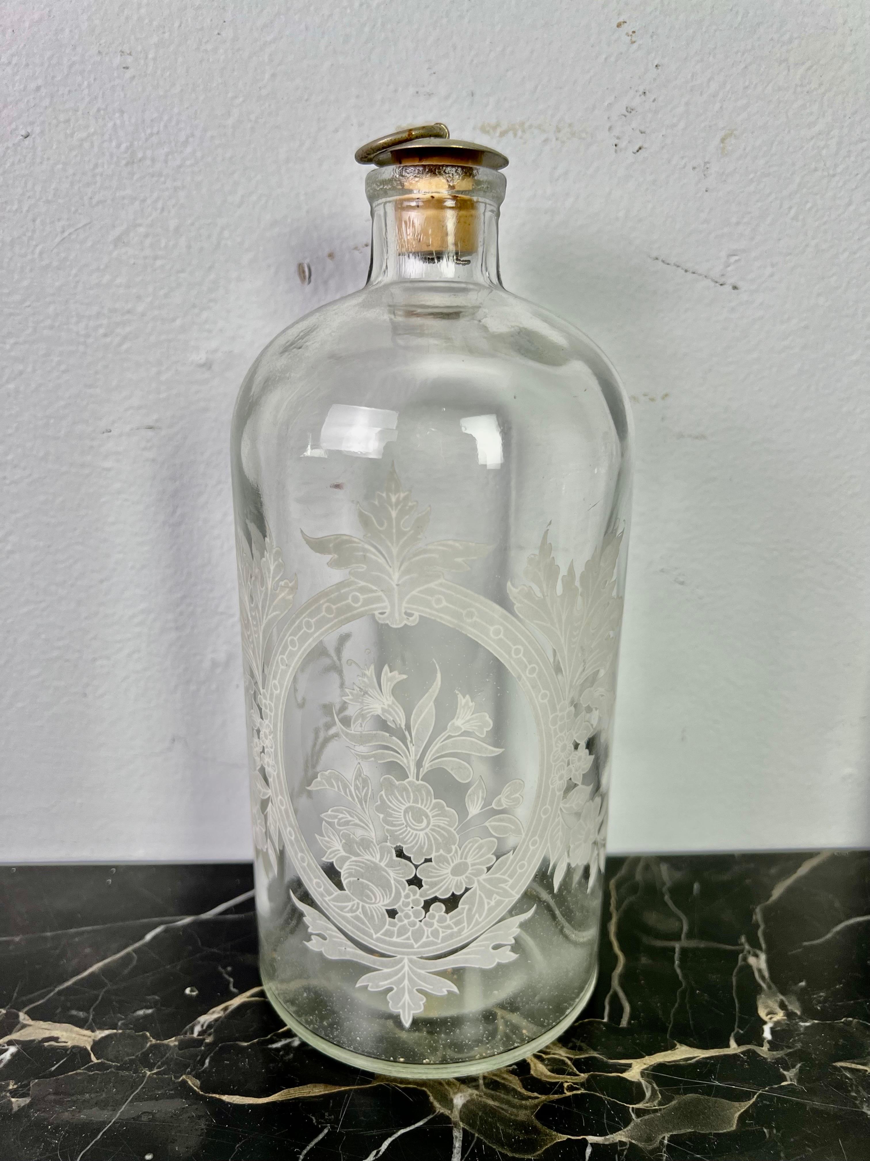 Set of '3' Etched Vanity Bottles-20th Century In Good Condition In Los Angeles, CA