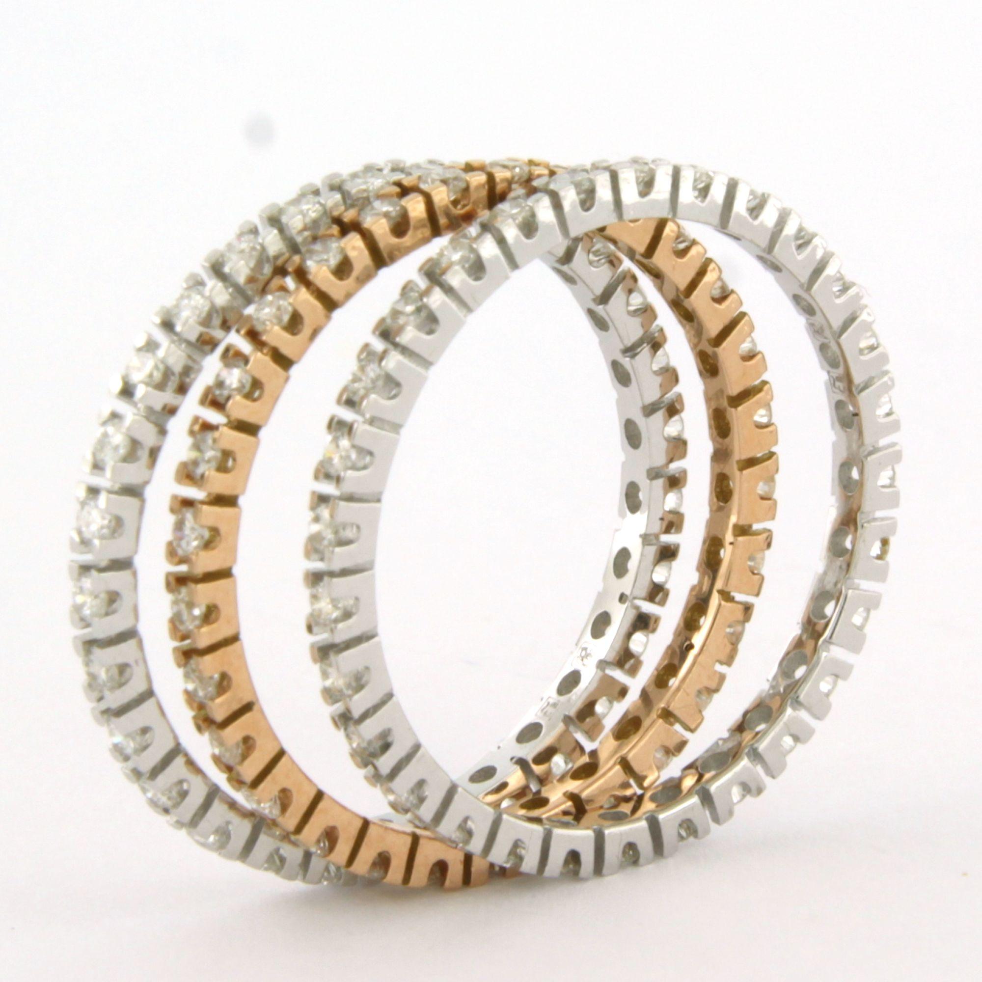 Moderne set de 3 bagues d'eternité avec diamants taille brillant jusqu'à 1.42ct or 18k 3.5 gr en vente
