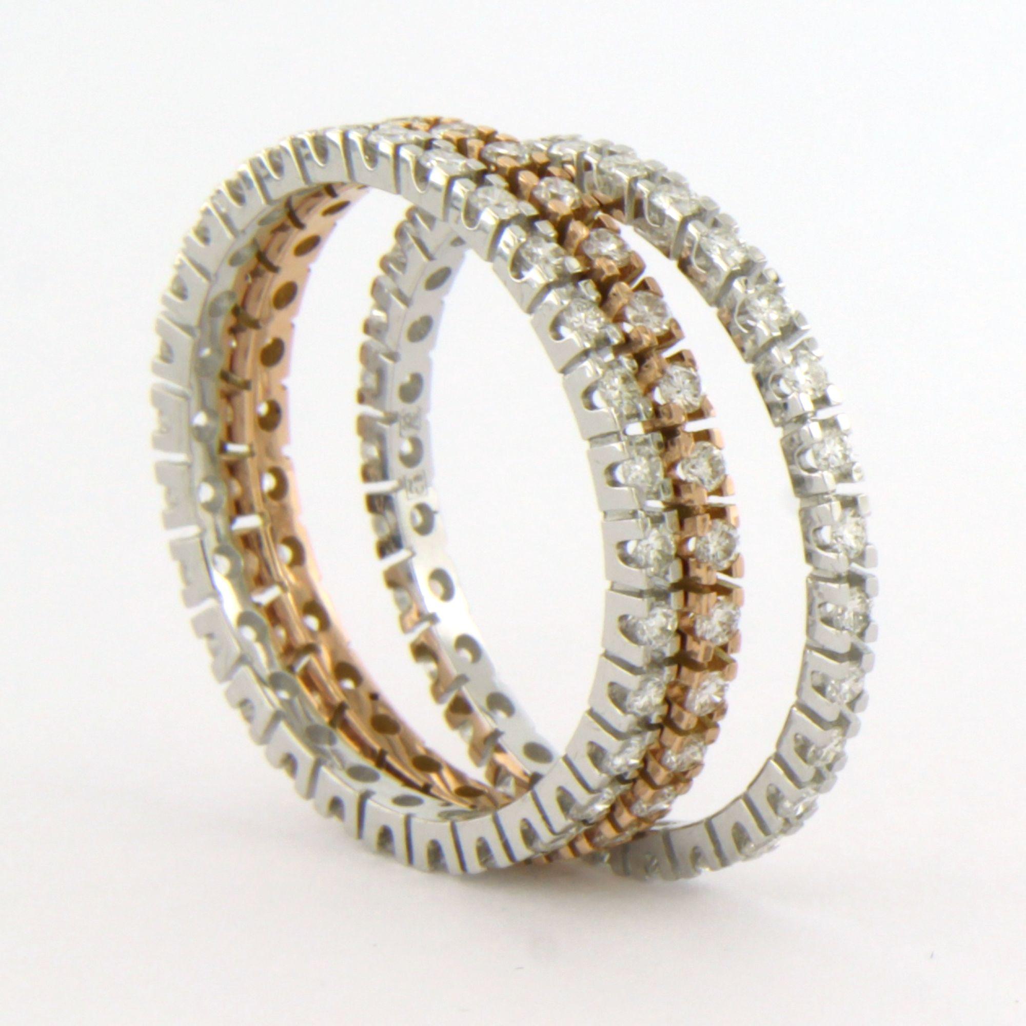 set de 3 bagues d'eternité avec diamants taille brillant jusqu'à 1.42ct or 18k 3.5 gr Neuf - En vente à The Hague, ZH