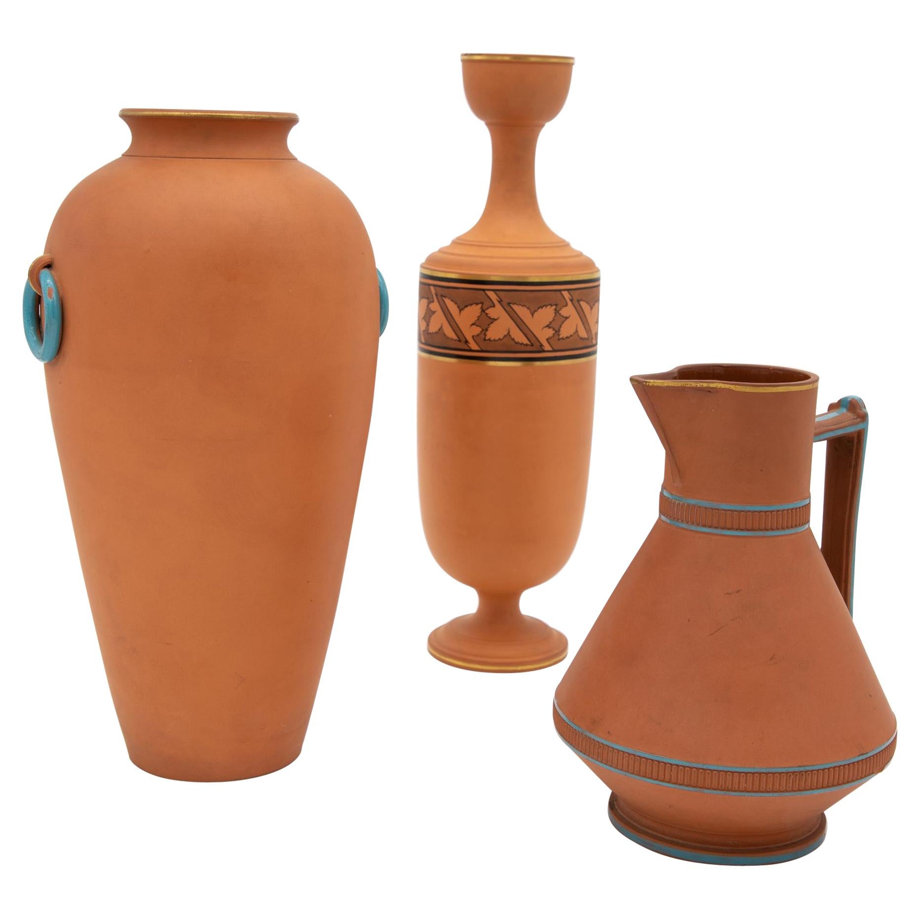 Set of 3 Etruscan Style Decorative Vases For Sale