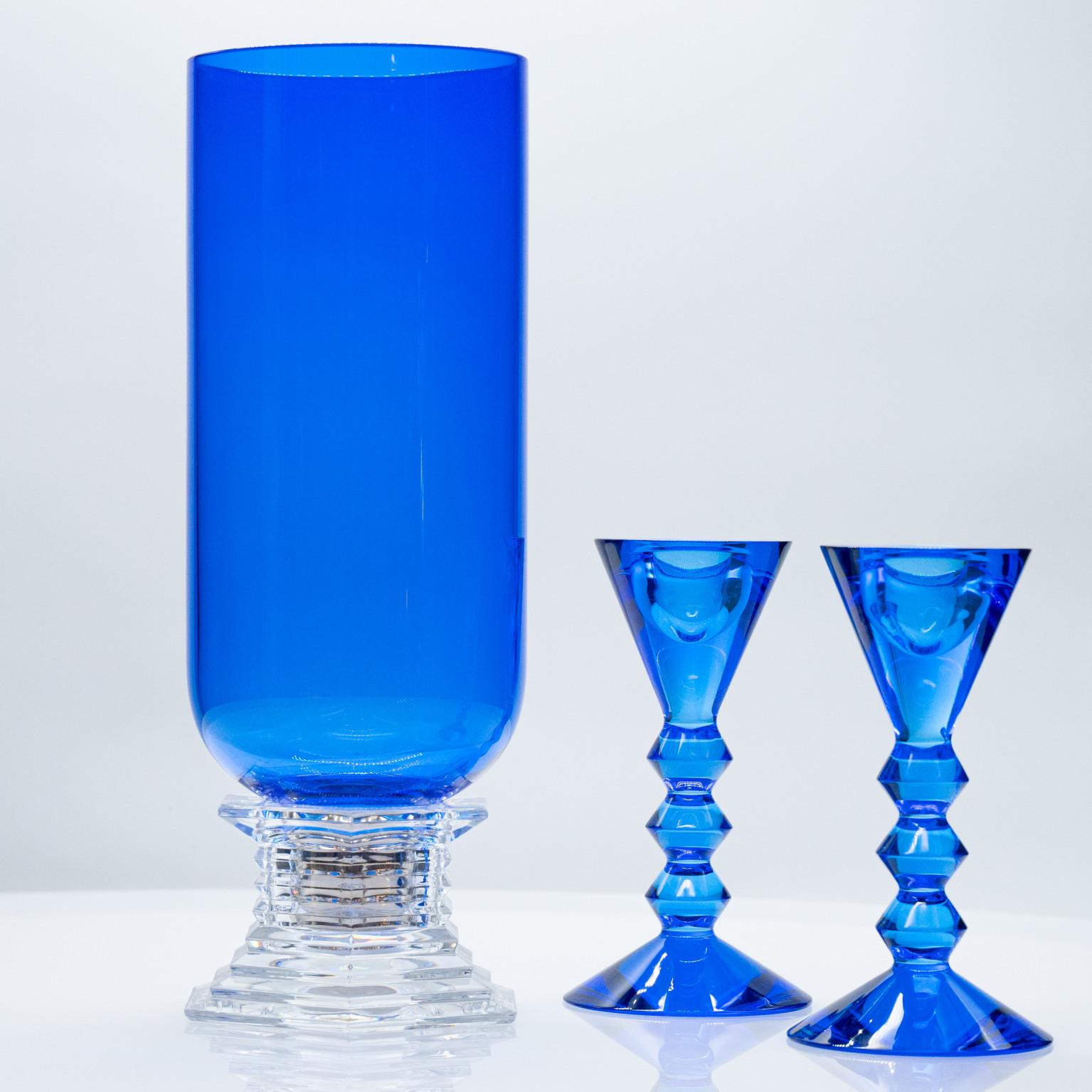 Modern Set of 3 Exquise Baccarat items, Sky Blue Crystal, France For Sale