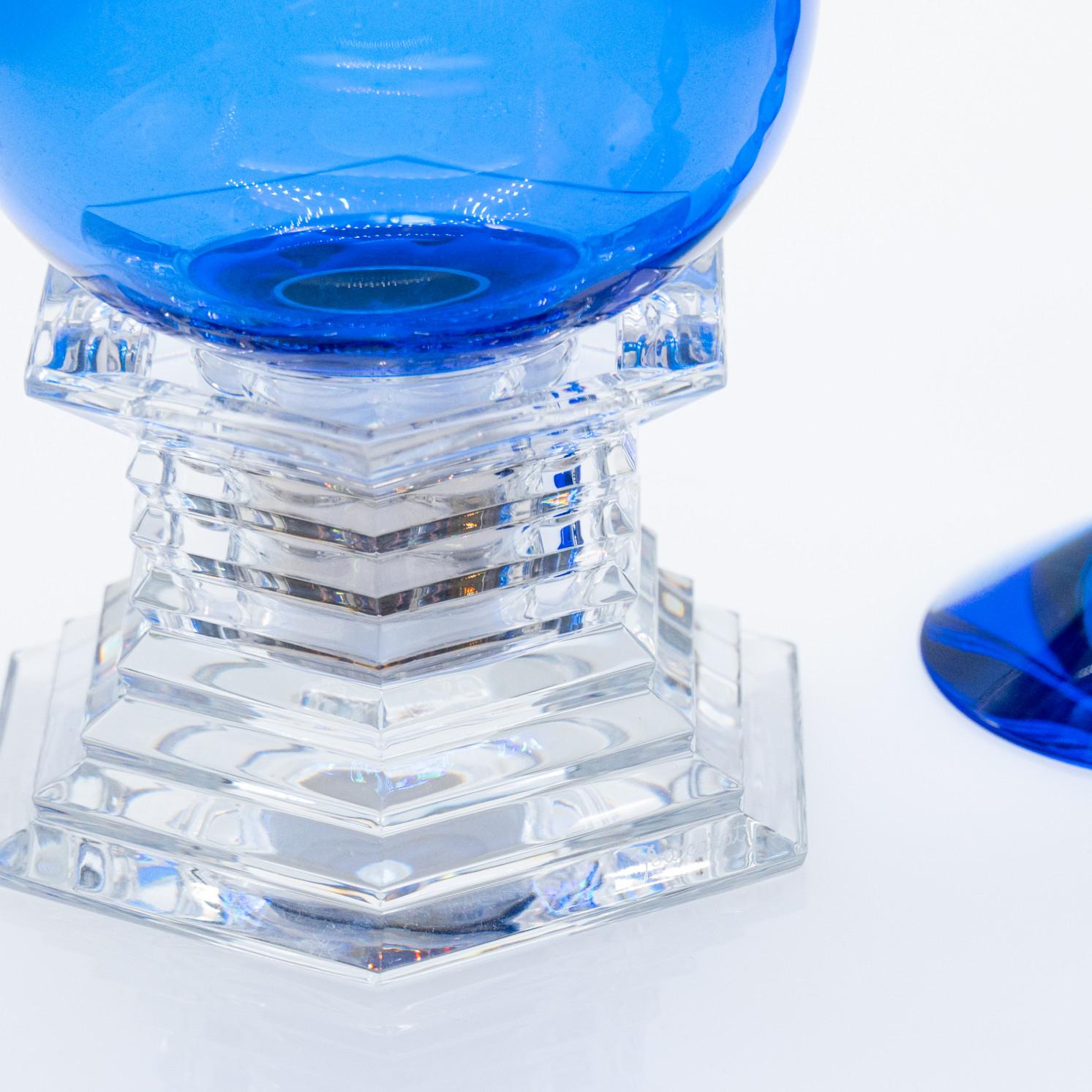 French Set of 3 Exquise Baccarat items, Sky Blue Crystal, France For Sale