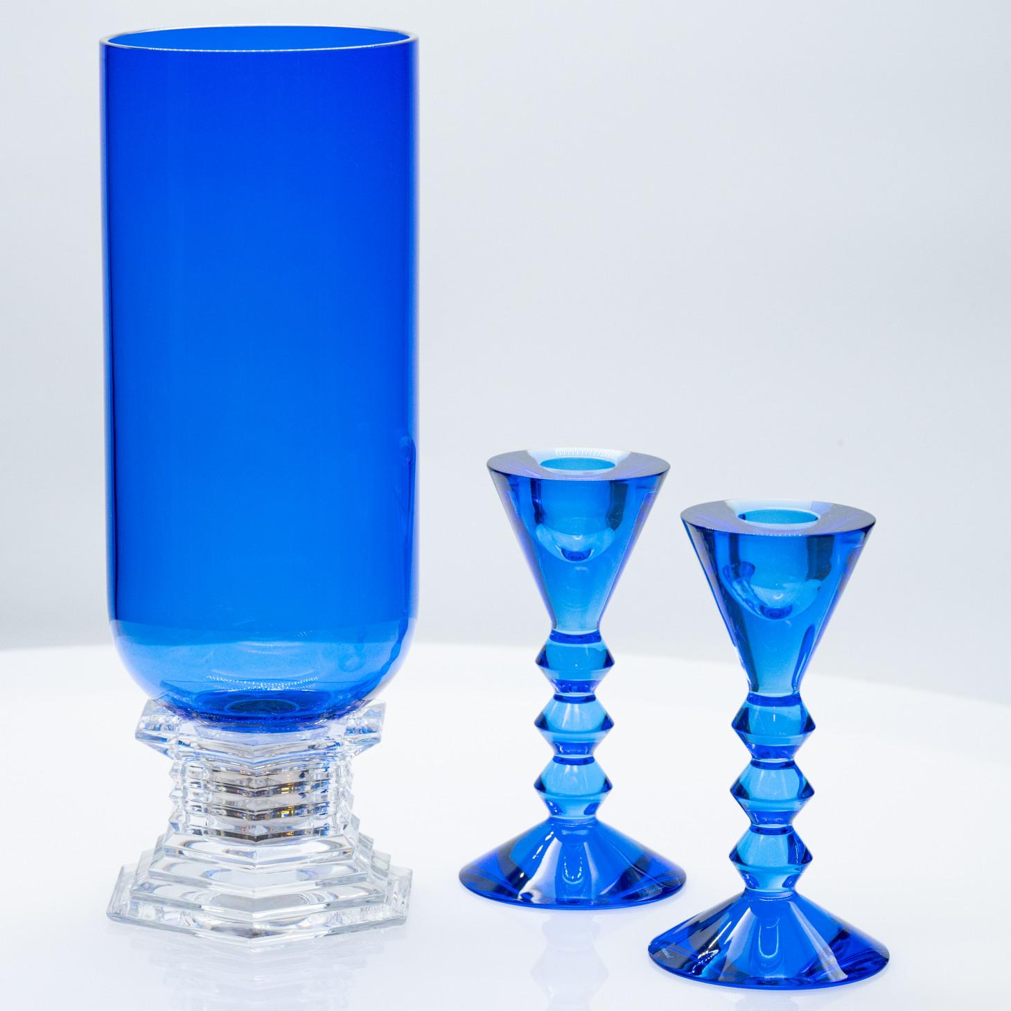 Set of 3 Exquise Baccarat items, Sky Blue Crystal, France In Distressed Condition For Sale In Rijssen, NL