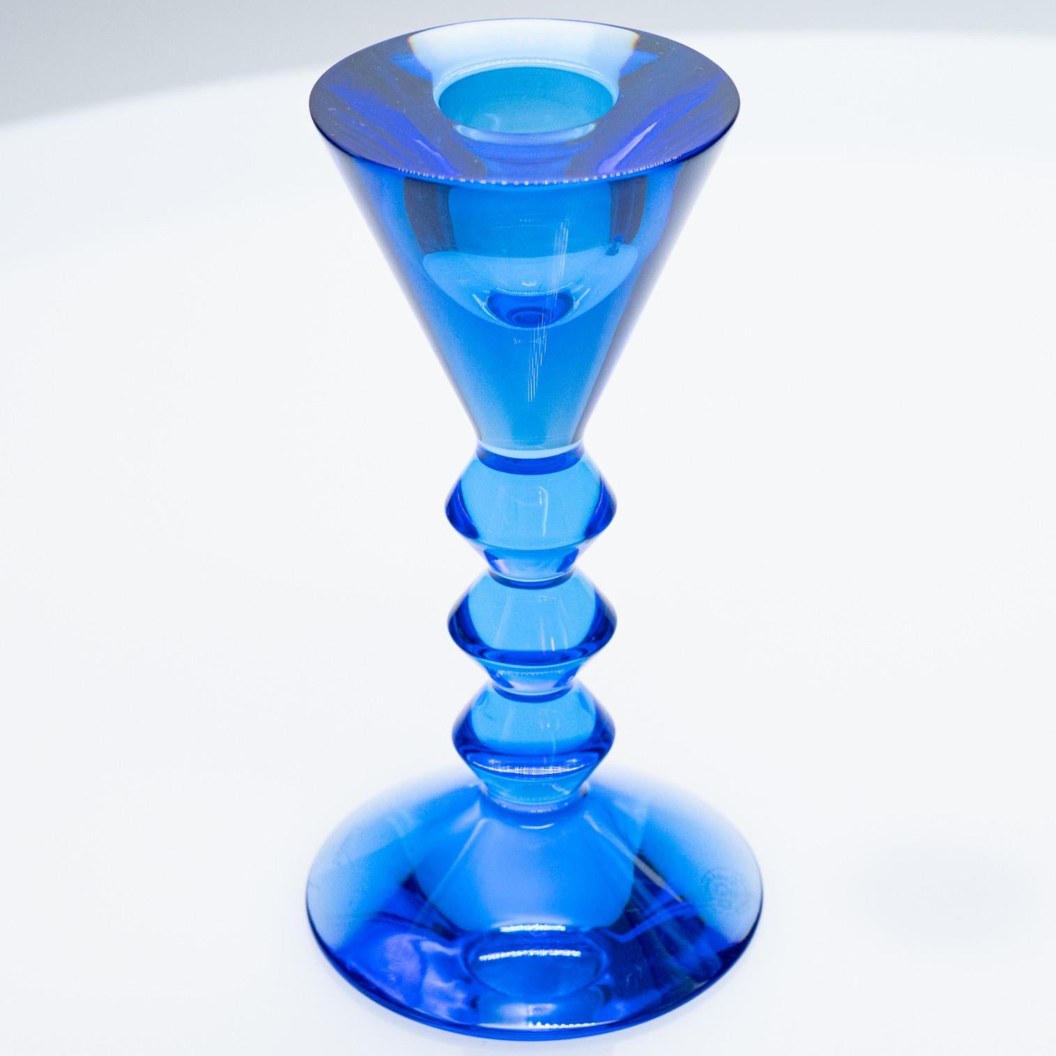 Late 20th Century Set of 3 Exquise Baccarat items, Sky Blue Crystal, France For Sale