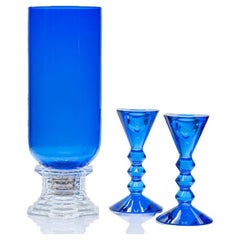 Set of 3 Exquise Baccarat items, Sky Blue Crystal, France