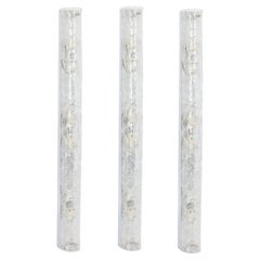 Set of 3 Extra Large Murano Ice Glass Sconces Modernist Wall Fixtures, Germany