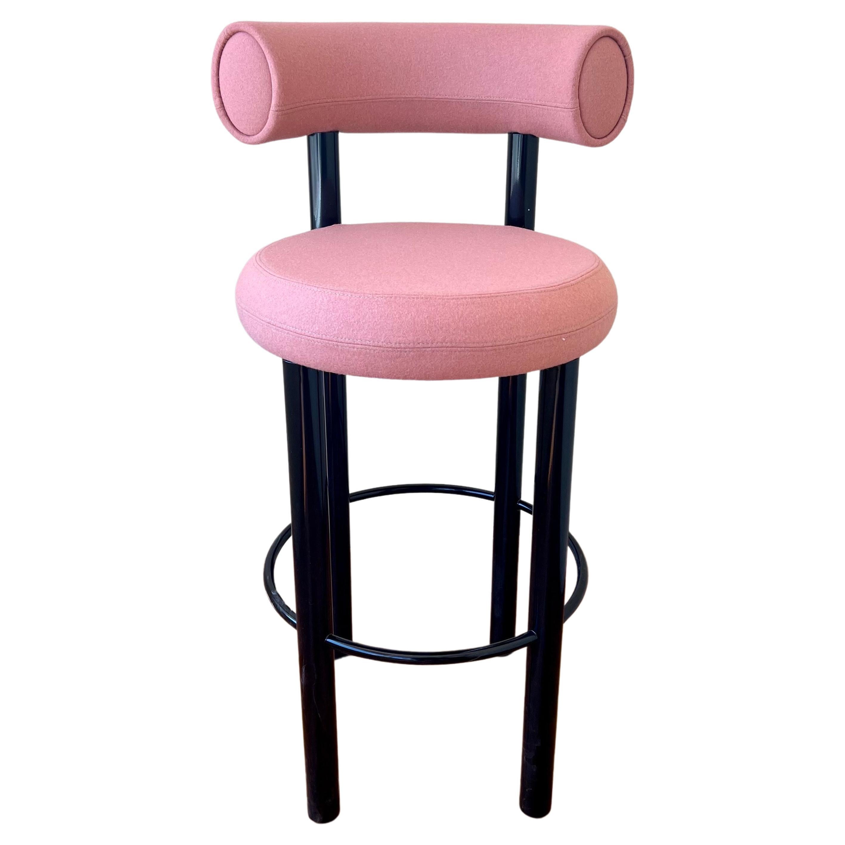 Great set of 3 Barstools these were custom made we have another set of 2 available, but we were not able to use these sets we had to wait 6 months for them our loss is your win. these are new metal frames in a black enameled finish with pink