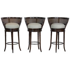 Set of 3 Faux Bamboo Bar Stools