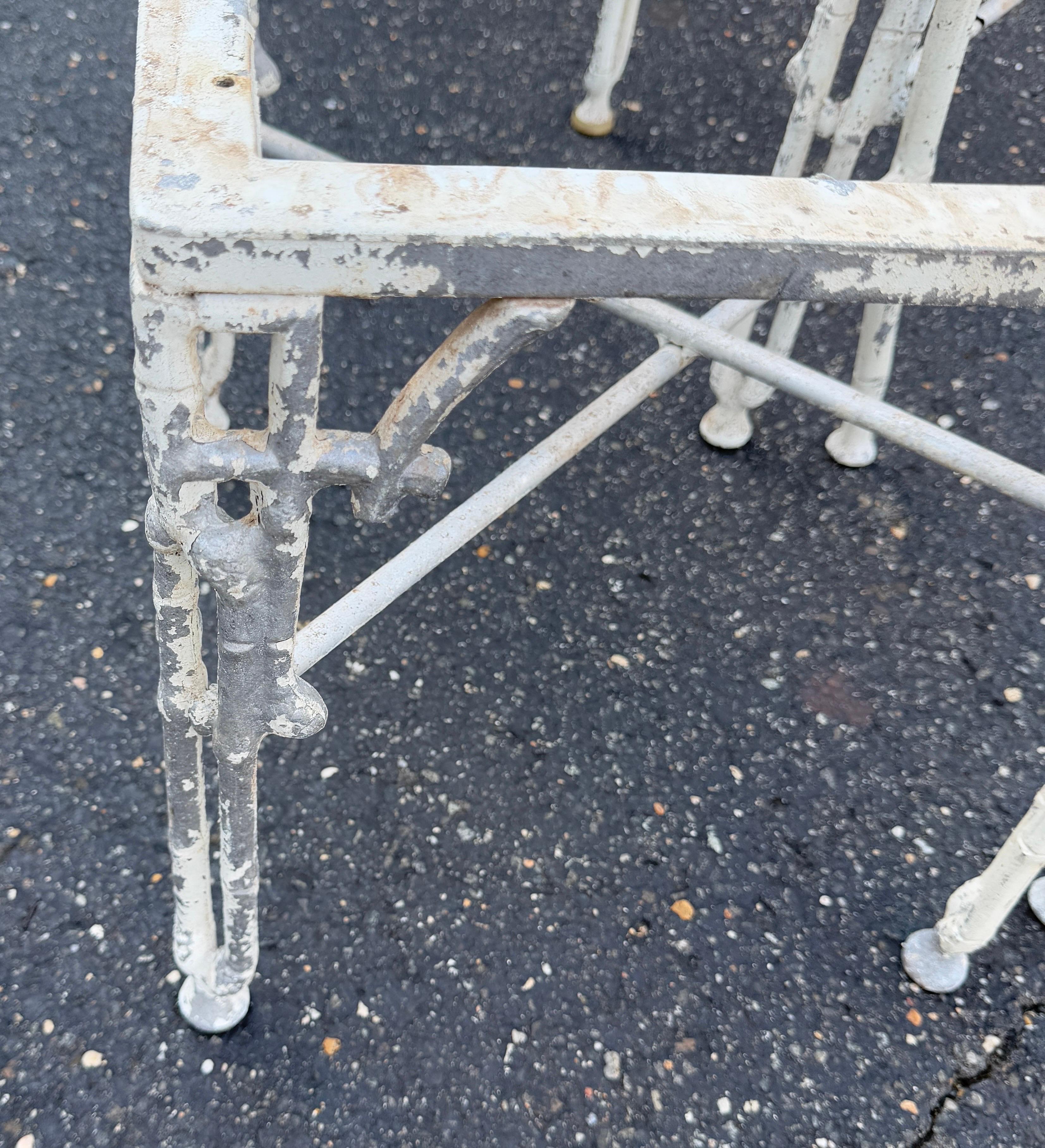 Set di 3 sedie da giardino in alluminio fuso in finto bambù in vendita 3