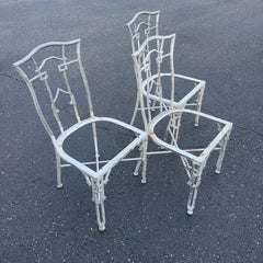 Set of 3 Faux Bamboo Cast Aluminum Patio Garden Chairs