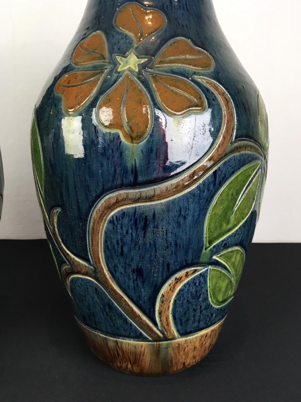 Set of 3 Flemish Pottery Vases, 1930s, Belgium For Sale 4
