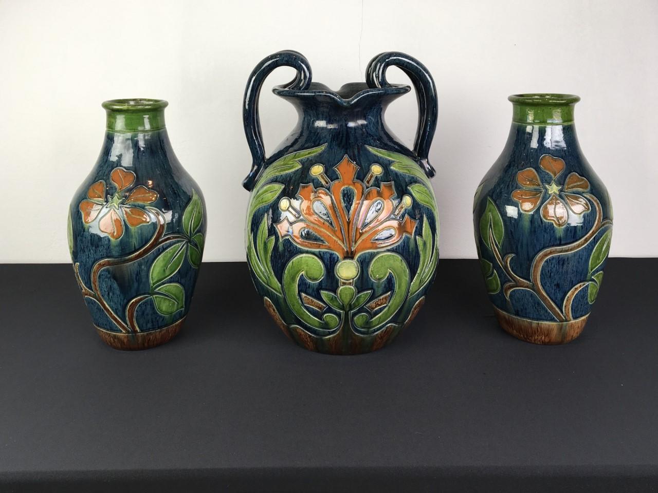 Set of 3 Flemish Pottery Vases, 1930s, Belgium For Sale 11