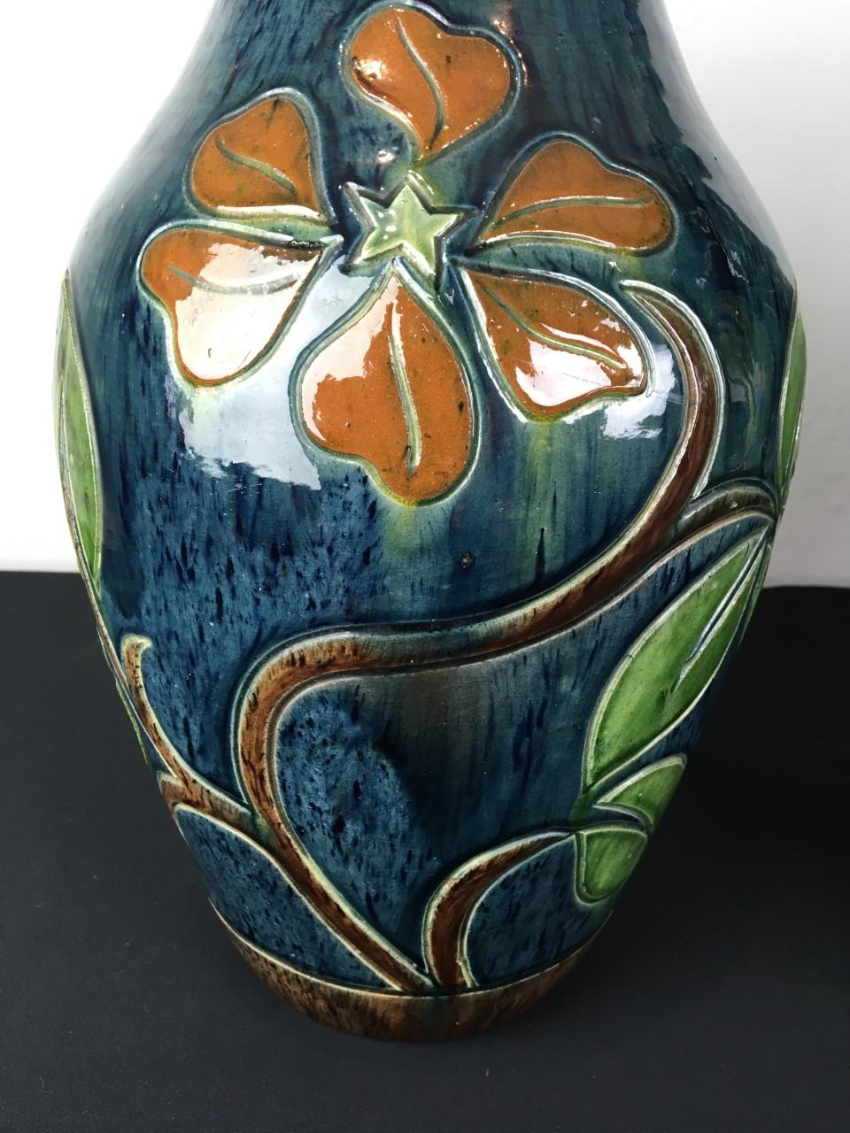 Art Deco Set of 3 Flemish Pottery Vases, 1930s, Belgium For Sale