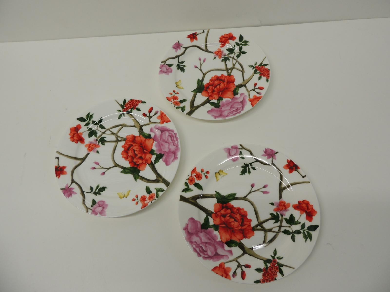 Chinese Set of '3' Floral Bone China Dessert Plates