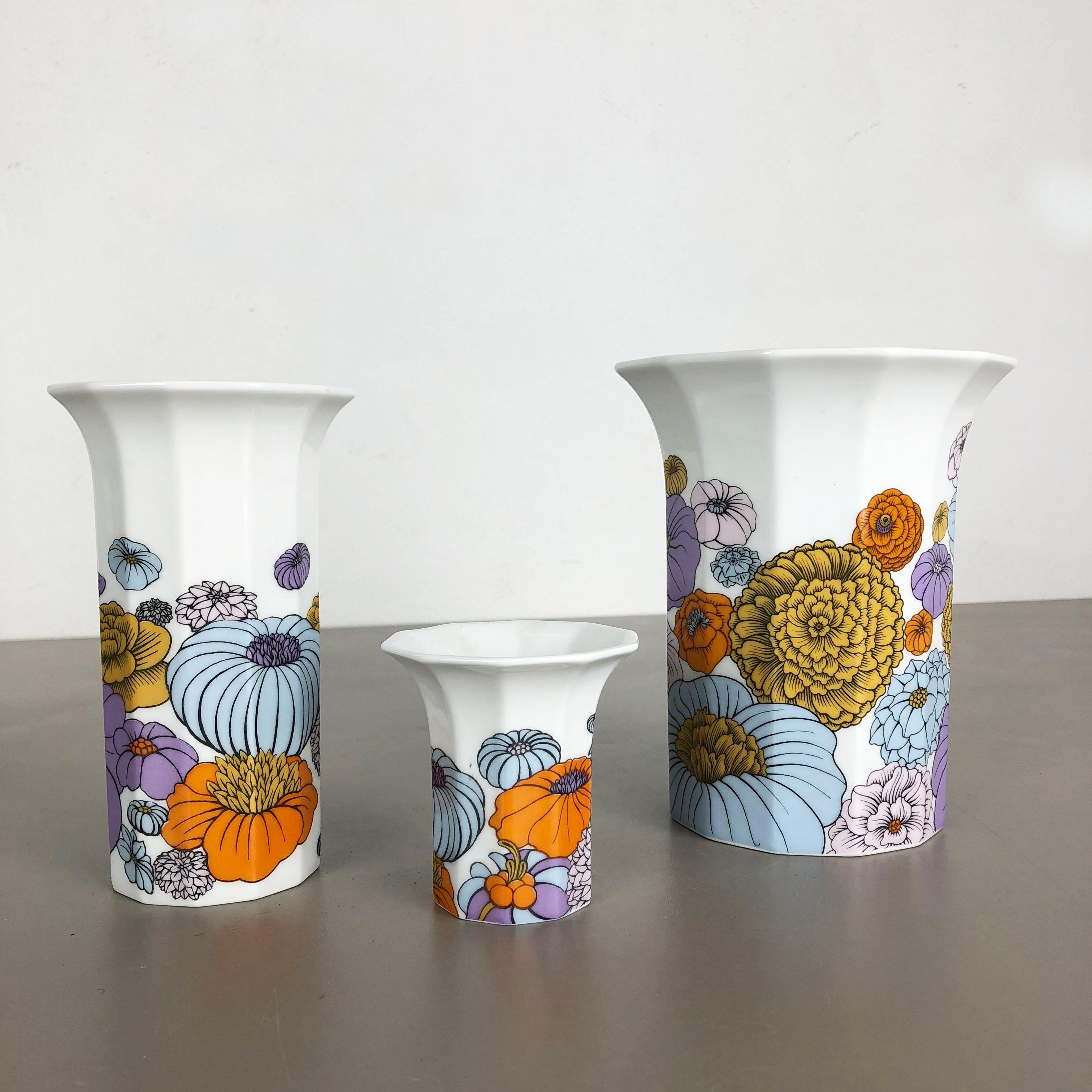 Set of 3 Floral Vases Tapio Wirkkala for Rosenthal Studio Line, Germany, 1980s 7
