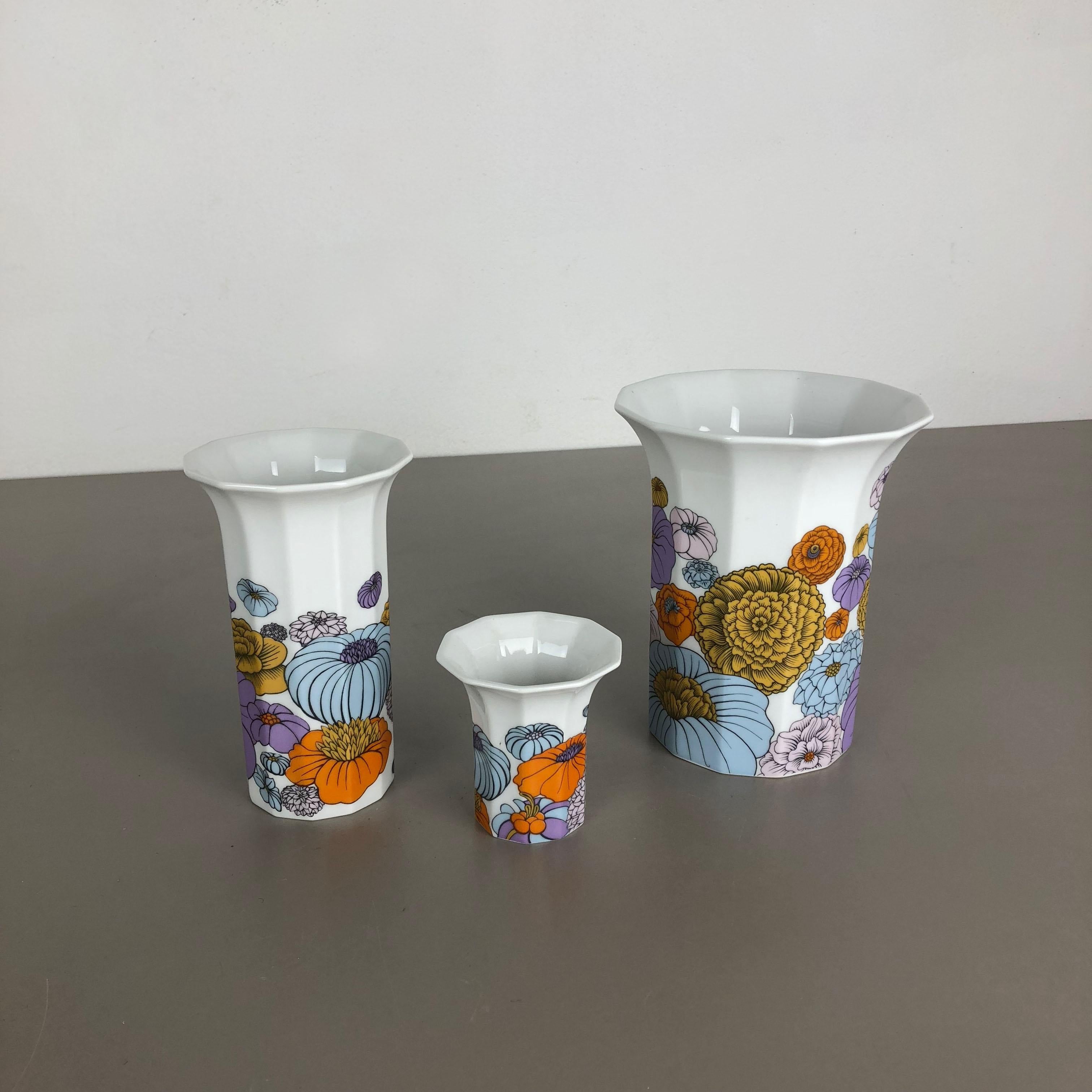 Set of 3 Floral Vases Tapio Wirkkala for Rosenthal Studio Line, Germany, 1980s 8
