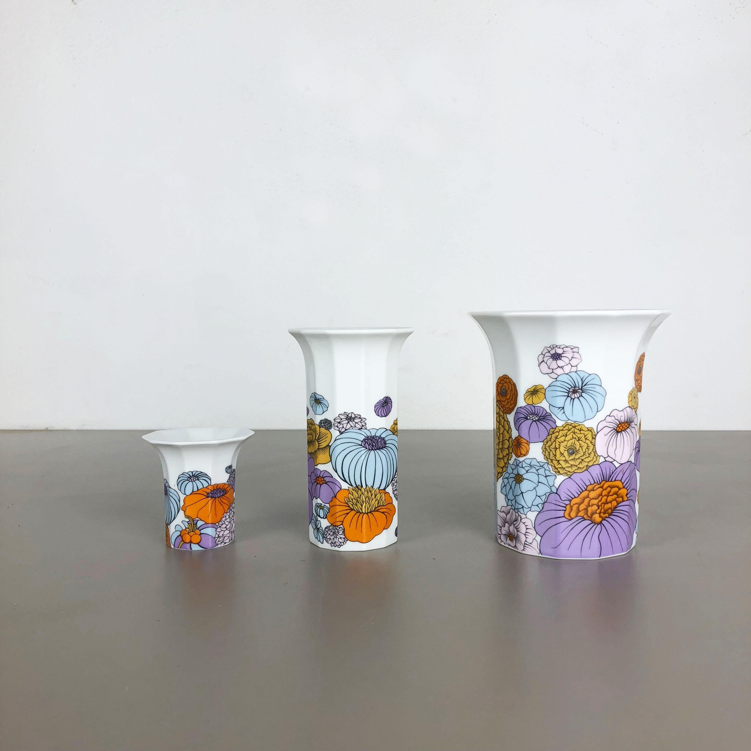 Mid-Century Modern Set of 3 Floral Vases Tapio Wirkkala for Rosenthal Studio Line, Germany, 1980s