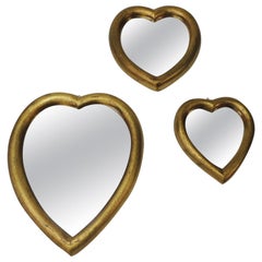 Set of 3 Florentine Gold Leaf Hearts Mirrors