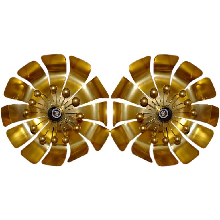 A set of 3 Mid-Century Moderne, circa 1960s French gilt metal 