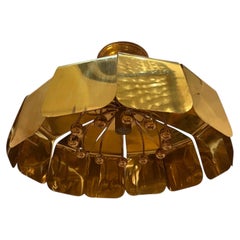 Set of 3 Moderne Gilt Metal "Flower" Light Fixtures. Sold Individually.