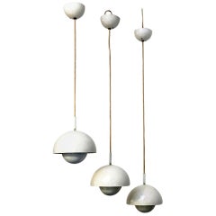 Vintage Set of 3 Flower Pot Suspensions by Verner Panton for Louis Poulsen, 1960s