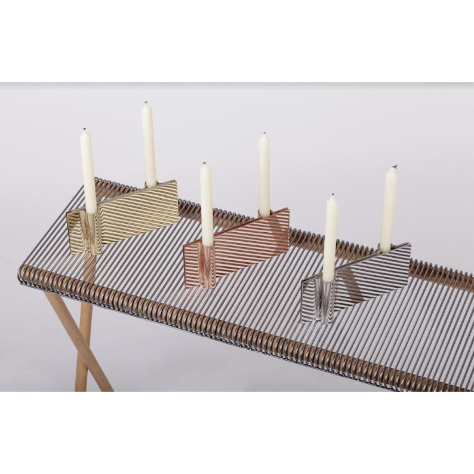 Copper Set of 3 Folio Candle Holders by Mingardo
