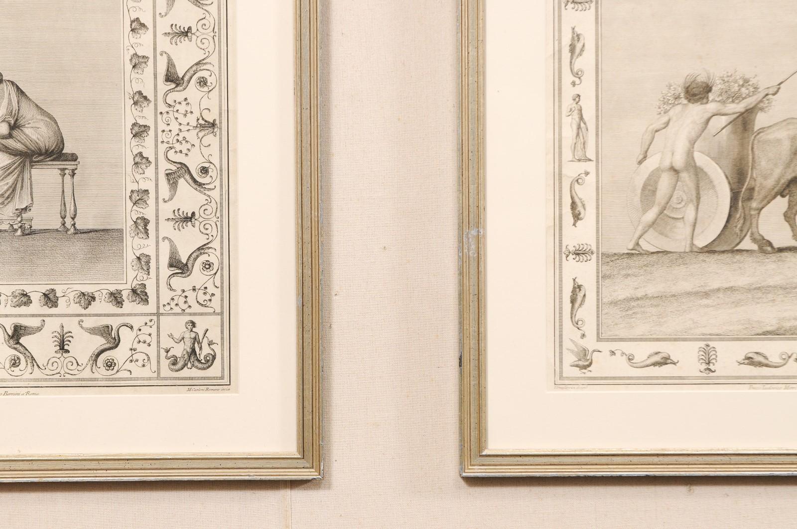 XVIIIe siècle et antérieur Ensemble de 3 lithographies italiennes encadrées du C.I.C. en vente