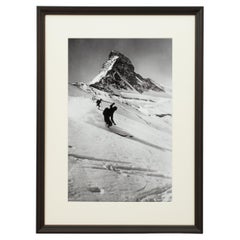 Set of 3 Framed Alpine Ski Photograph, Matterhorn, Scheidegg and Der Sprung