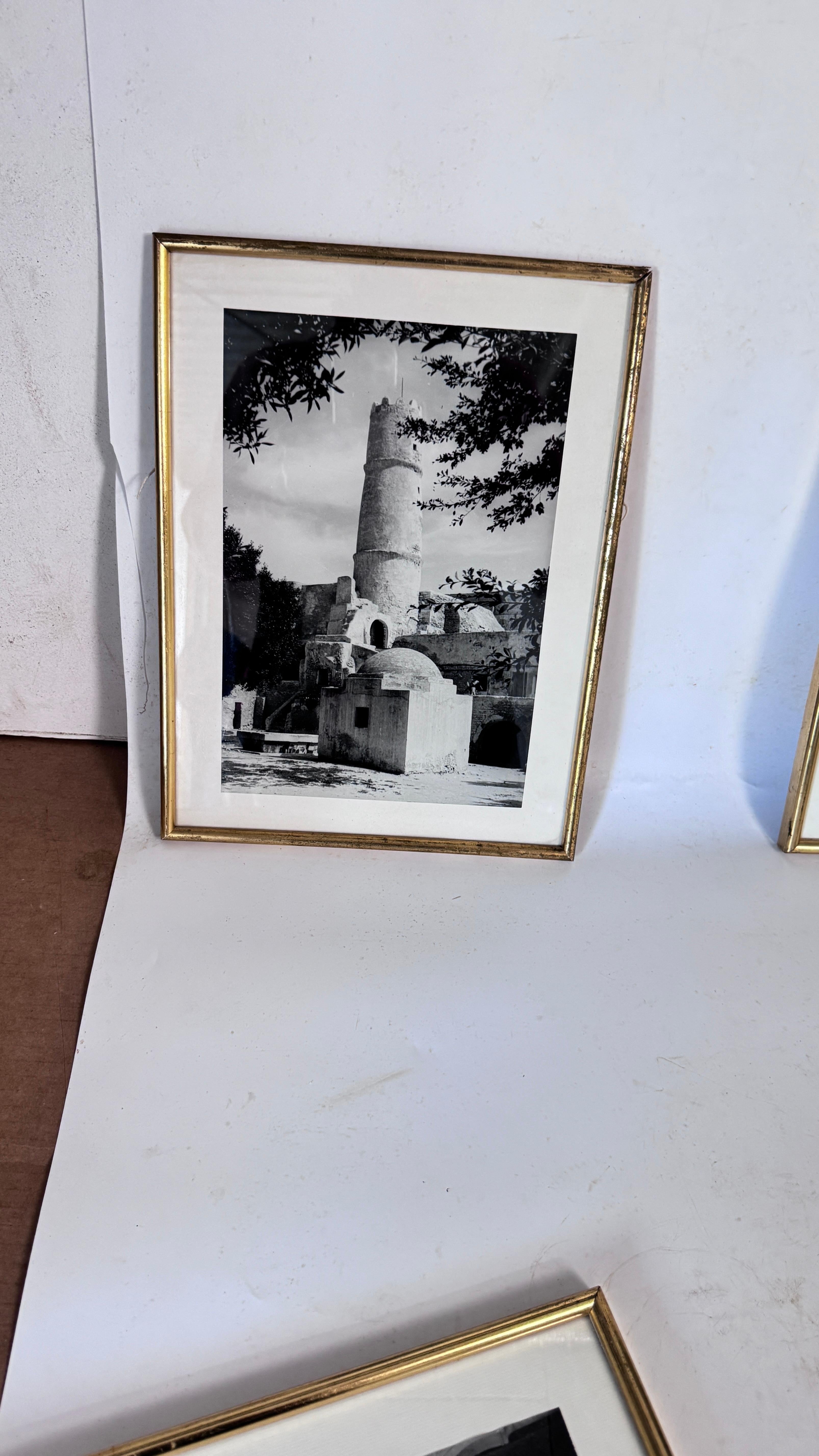 Set of 3 Framed Black and White Photographs 1950s Monuments Gold Frames en venta 12