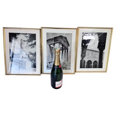 Lote de 3 fotografías en blanco y negro enmarcadas Monumentos de los años 50 Marcos dorados