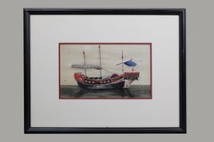 set of 3 framed Chinese pith paper paintings, 19th c.