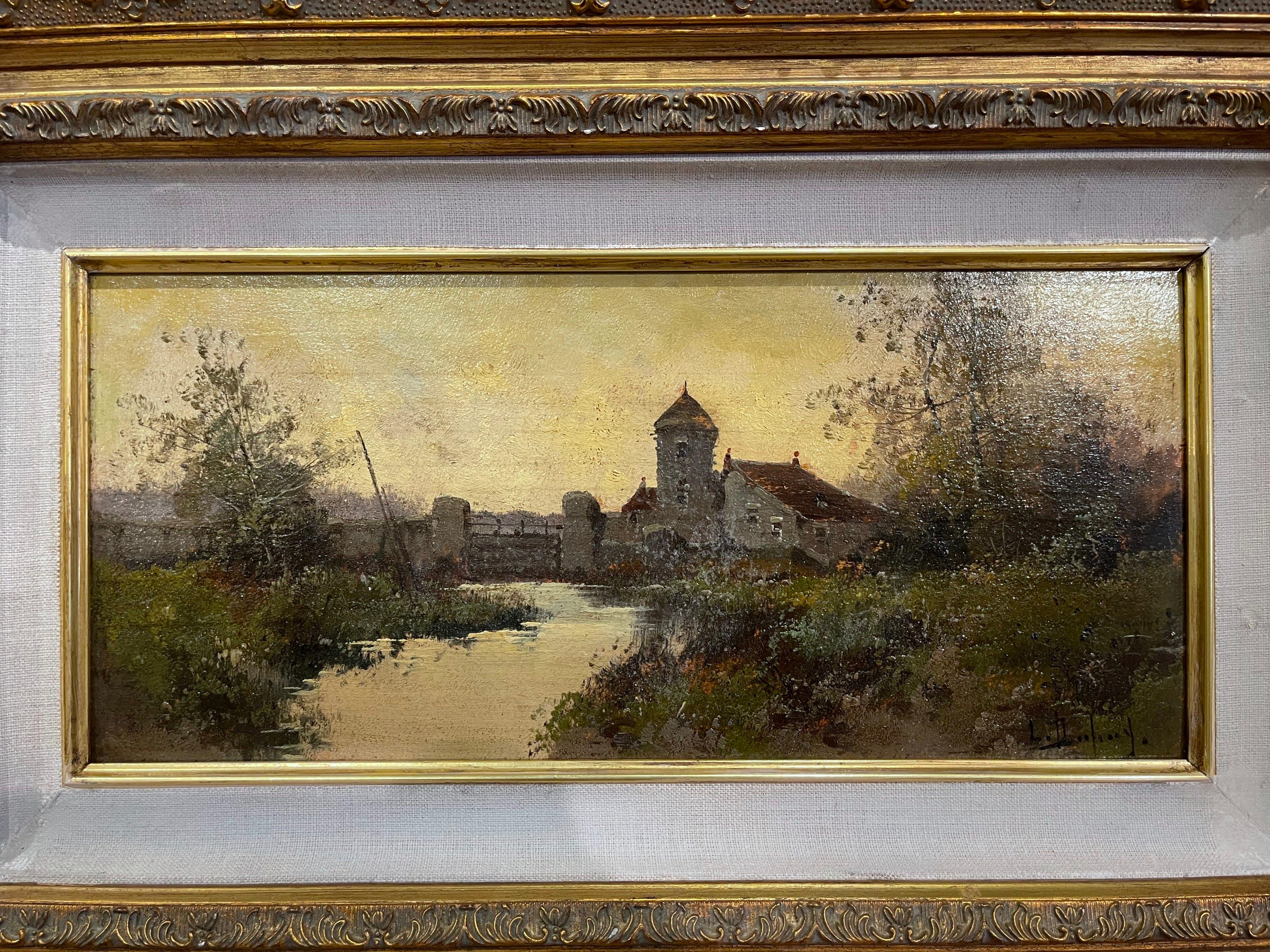 Set of 3 Framed Oil on Board Paintings Signed Leon Dupuy for E. Galien-Laloue For Sale 3