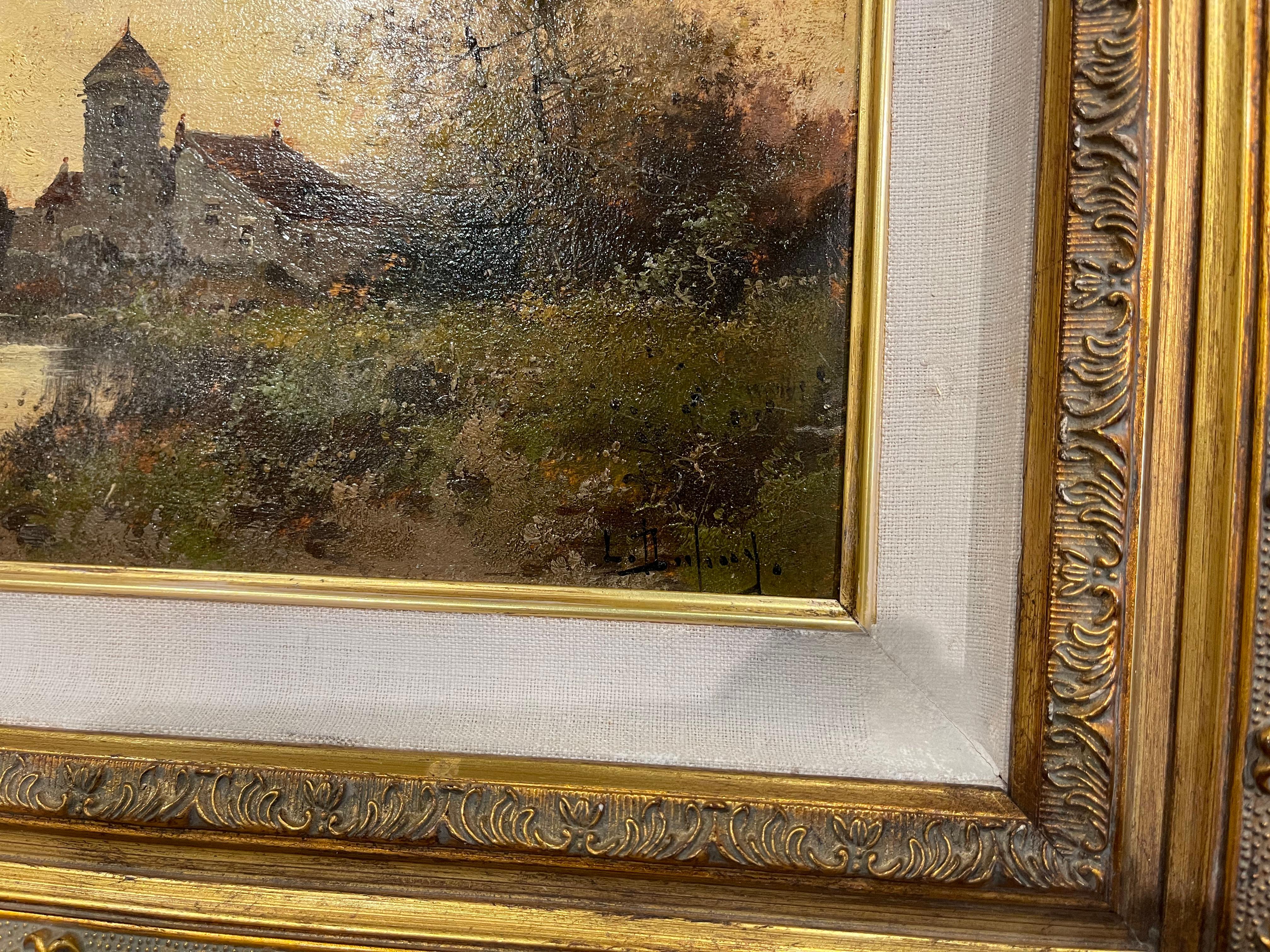 Set of 3 Framed Oil on Board Paintings Signed Leon Dupuy for E. Galien-Laloue For Sale 4