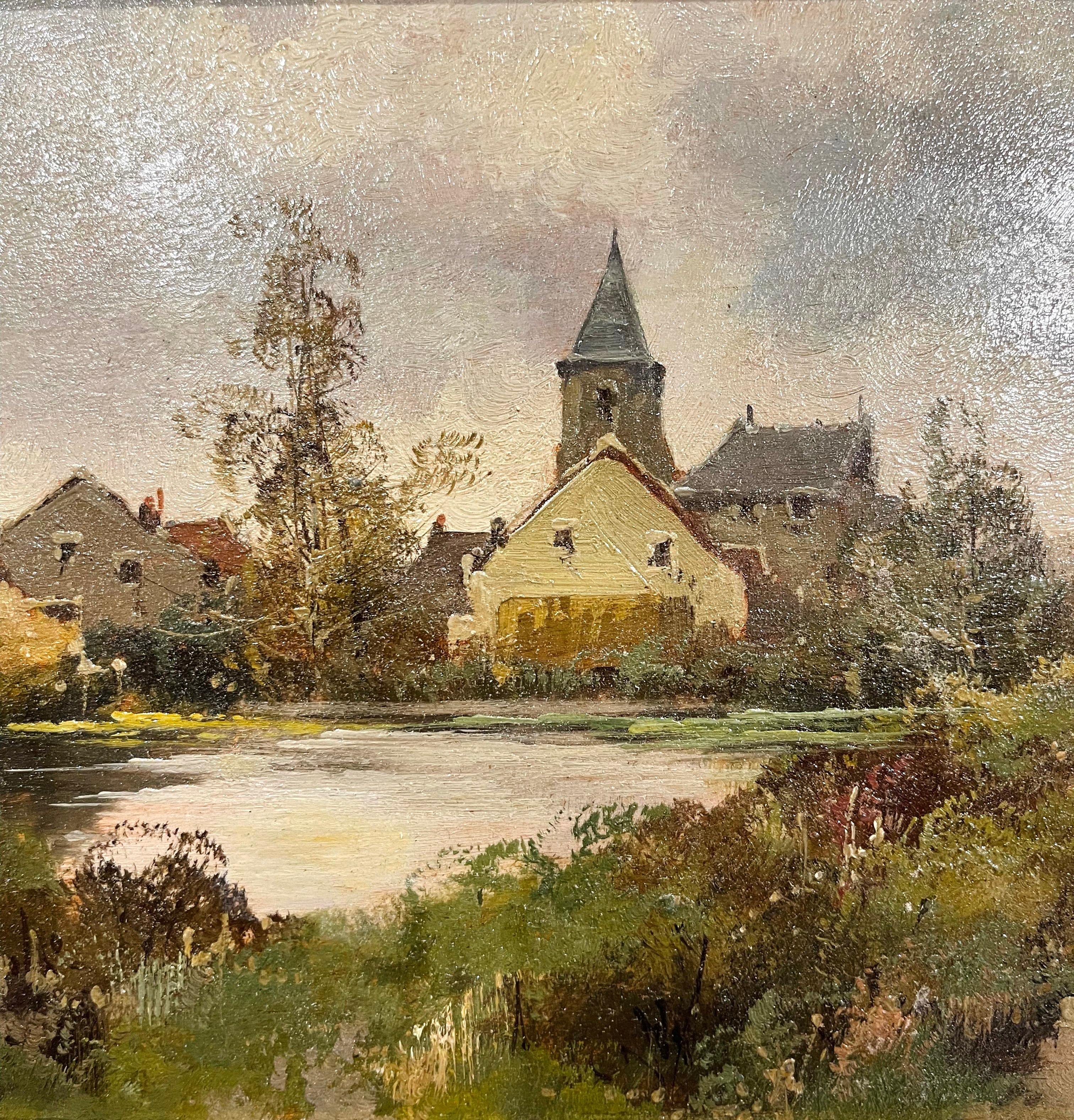 Set di 3 dipinti olio su tavola incorniciati firmati Leon Dupuy per E. Galien-Laloue in vendita 6