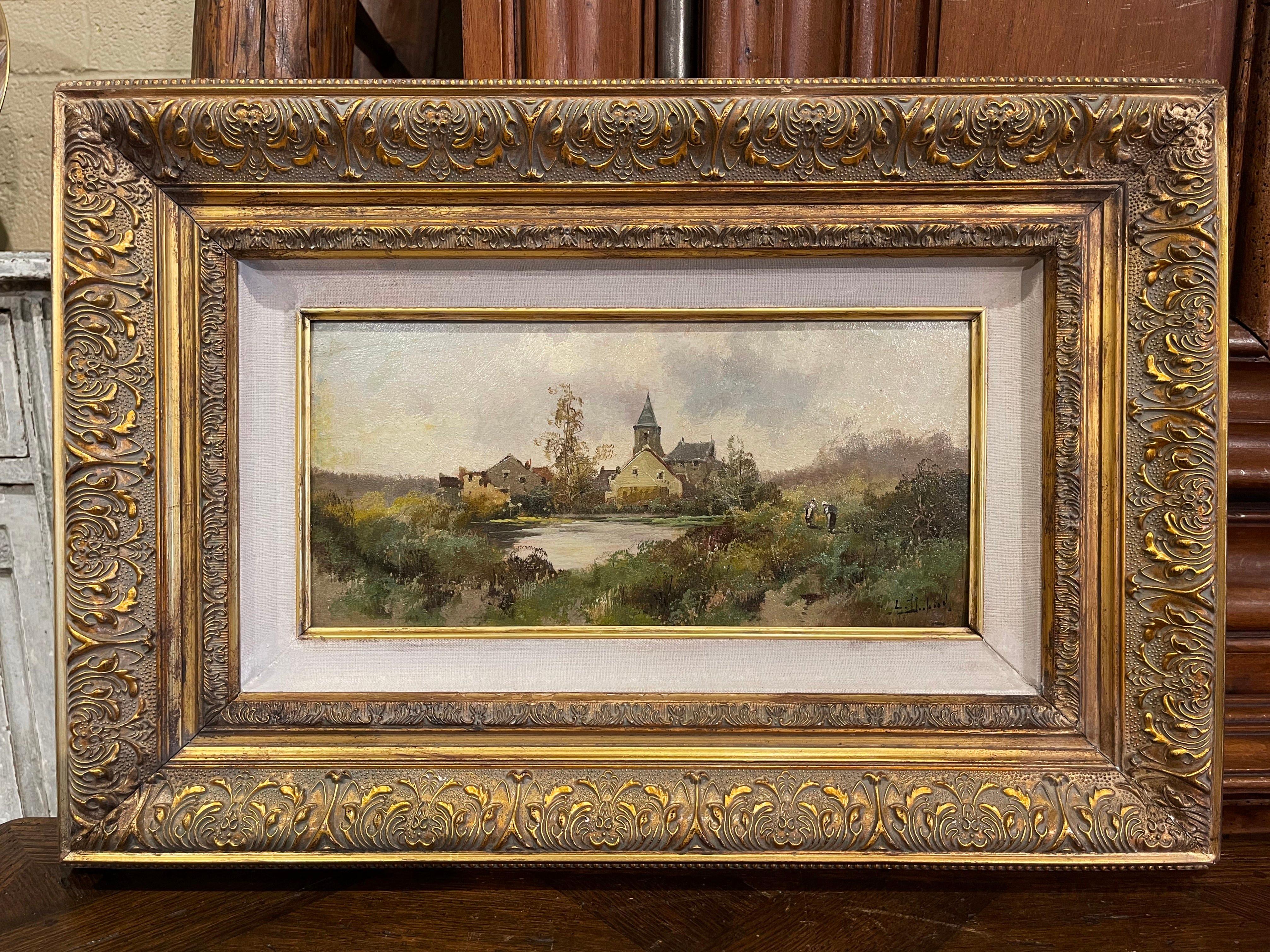 French Set of 3 Framed Oil on Board Paintings Signed Leon Dupuy for E. Galien-Laloue For Sale