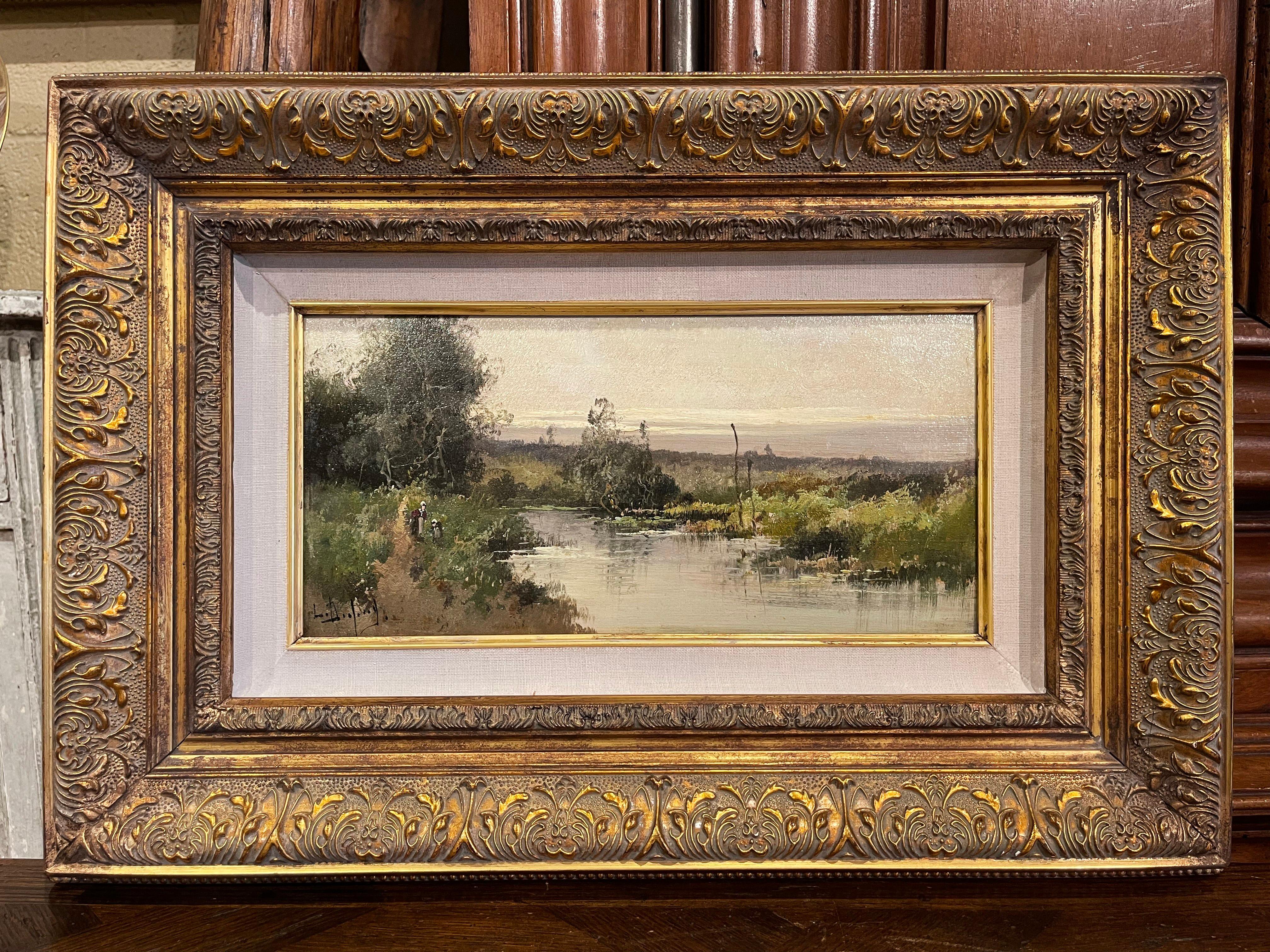 XIX secolo Set di 3 dipinti olio su tavola incorniciati firmati Leon Dupuy per E. Galien-Laloue in vendita