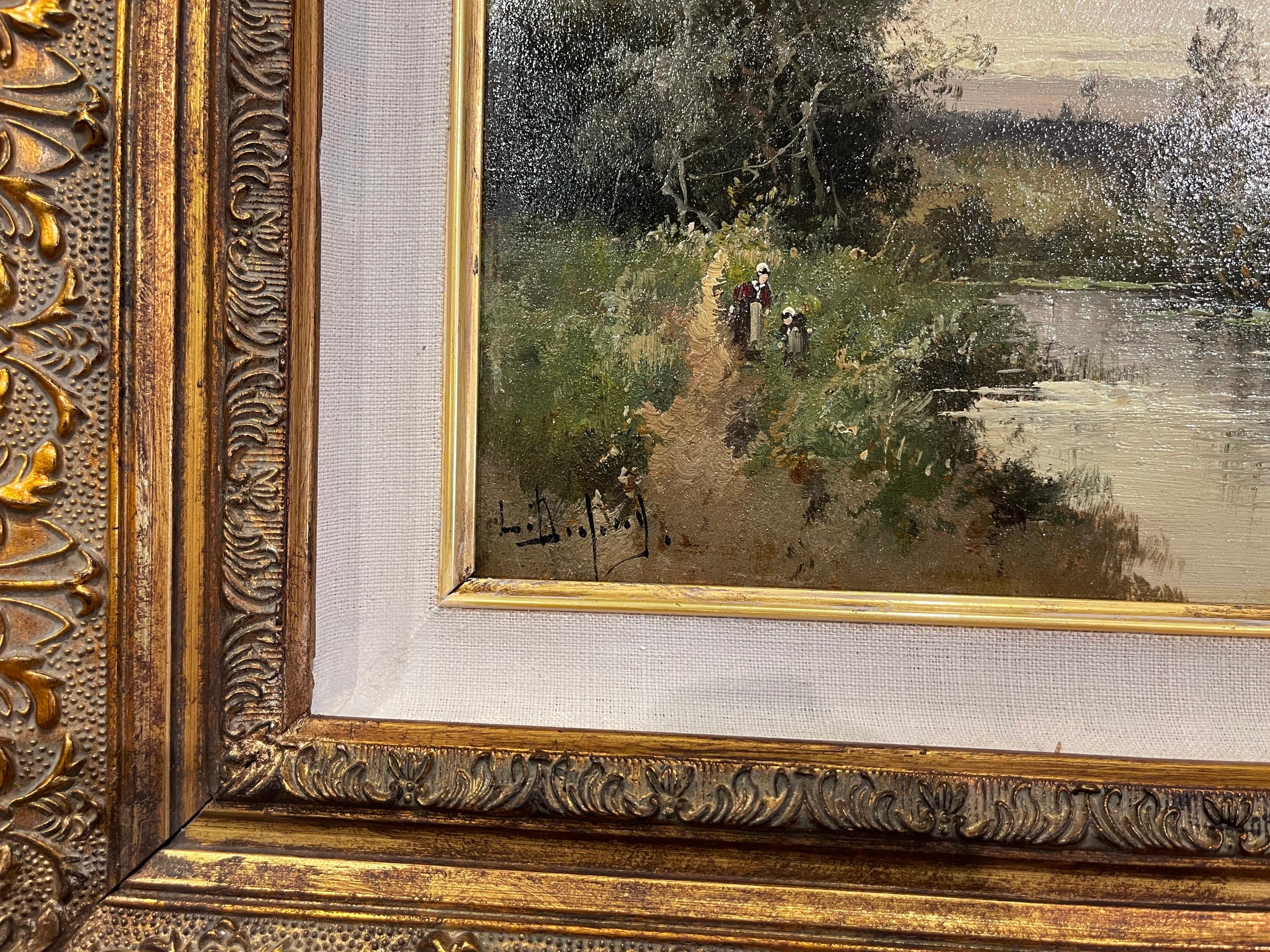 Set of 3 Framed Oil on Board Paintings Signed Leon Dupuy for E. Galien-Laloue For Sale 1