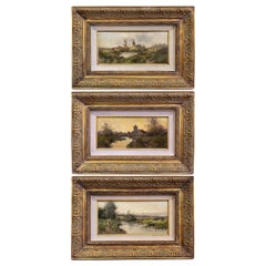 Set of 3 Framed Oil on Board Paintings Signed Leon Dupuy for E. Galien-Laloue