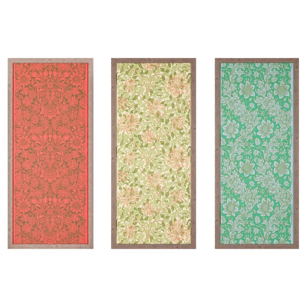 Set of 3 Framed William Morris Arts & Crafts Wallpaper Panels For Sale