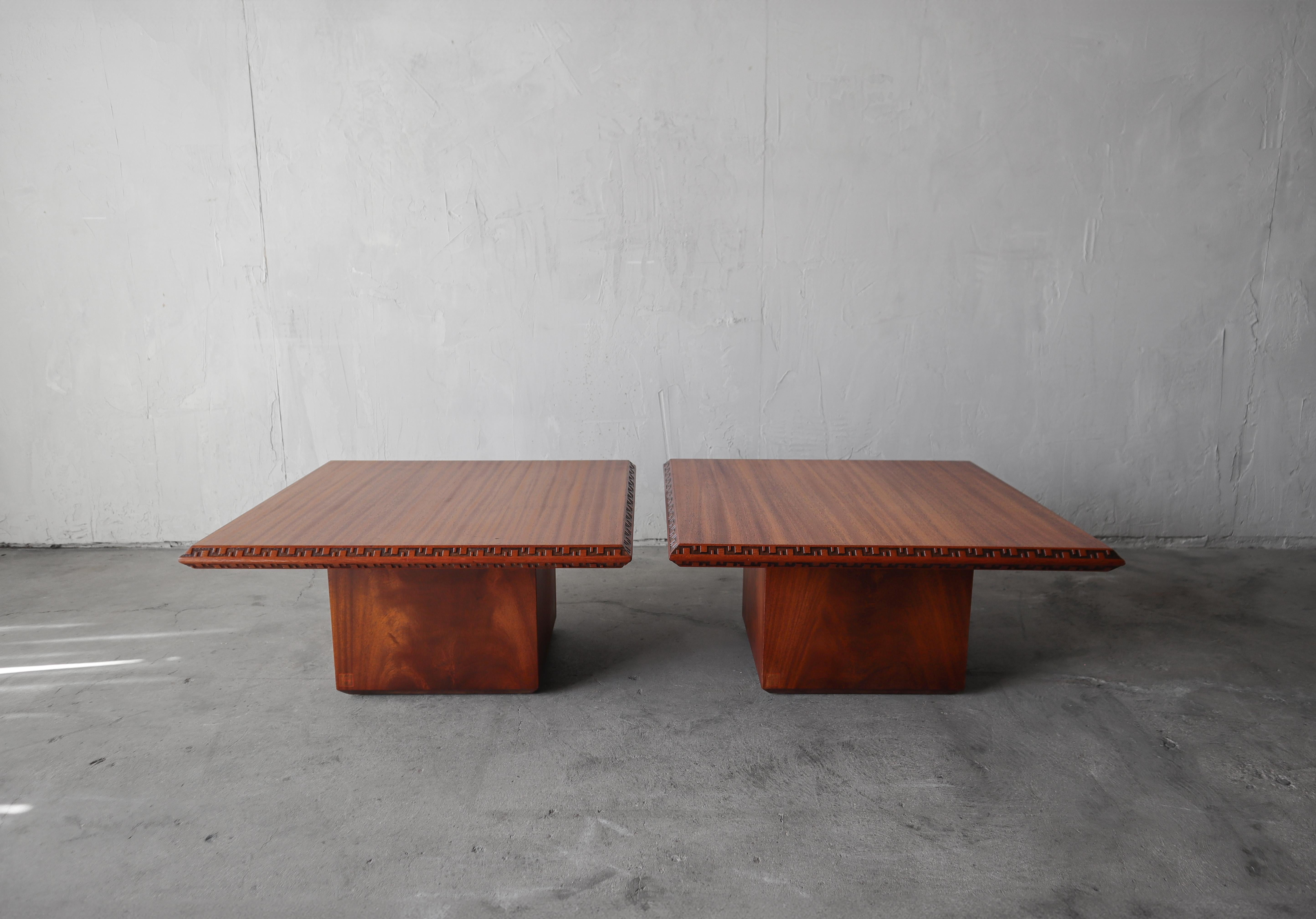 Mid-Century Modern Set of 3 Frank Lloyd Wright Taliesin Tables for Henredon For Sale