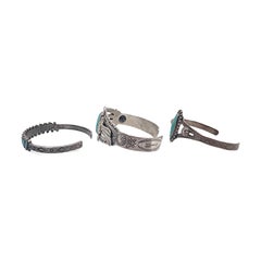 Set of 3 Fred Harvey Era Bell Trading Post Sterling Silver Cuff Bracelets #16437