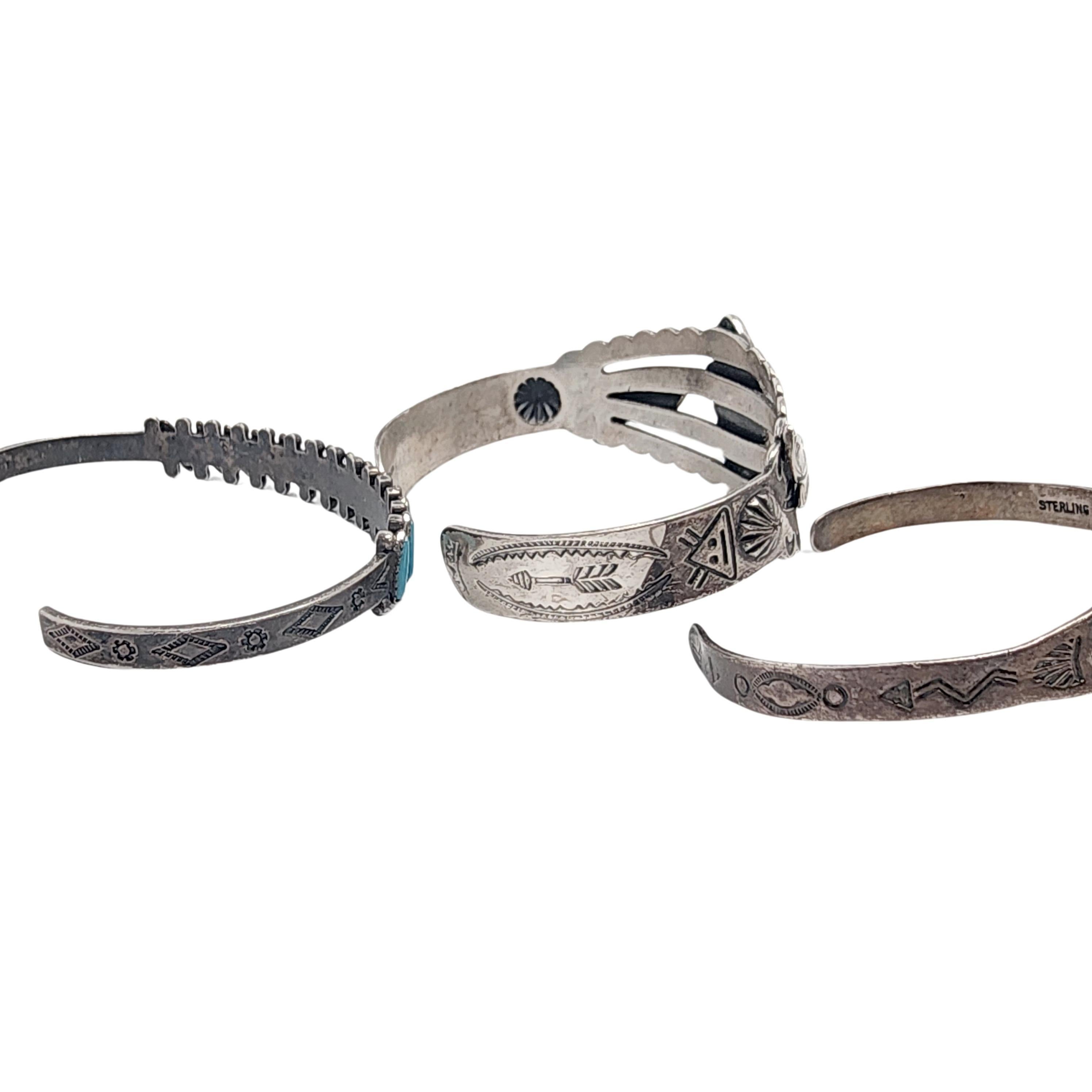 Set of 3 Fred Harvey Era Bell Trading Post Sterling Silver Cuff Bracelets #16437 For Sale 1