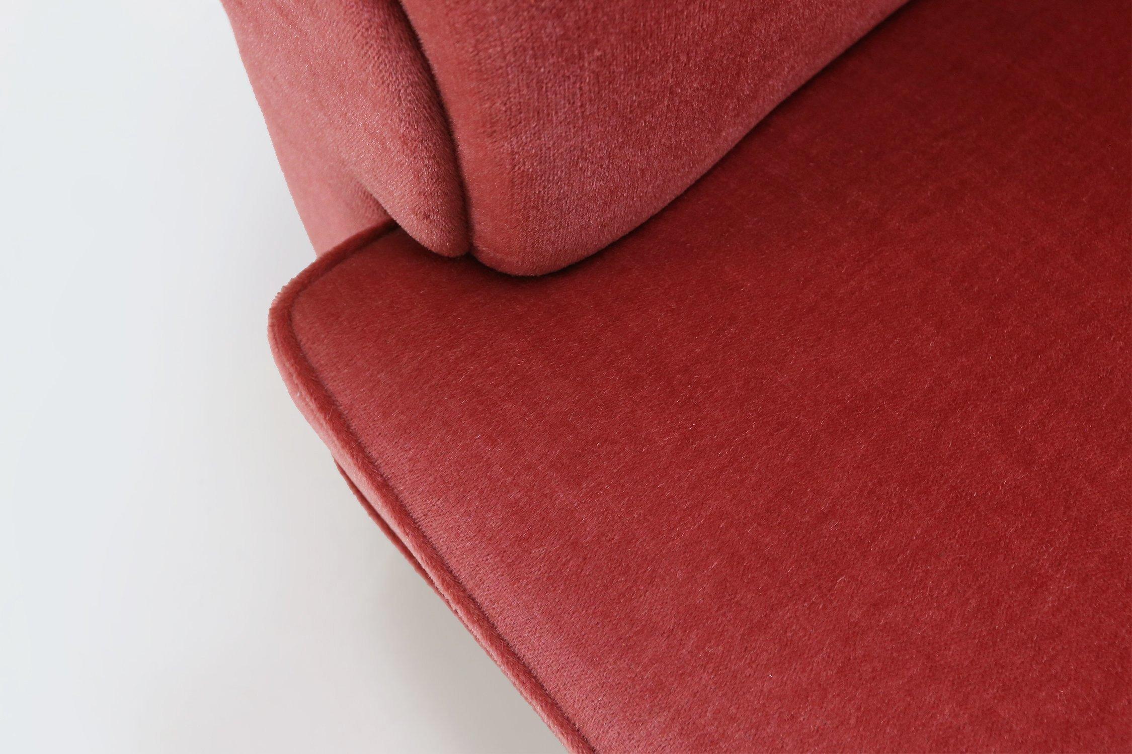 Juego de 3 sillones franceses Art Decó tapizados en terciopelo rojo, 1930 en venta 9