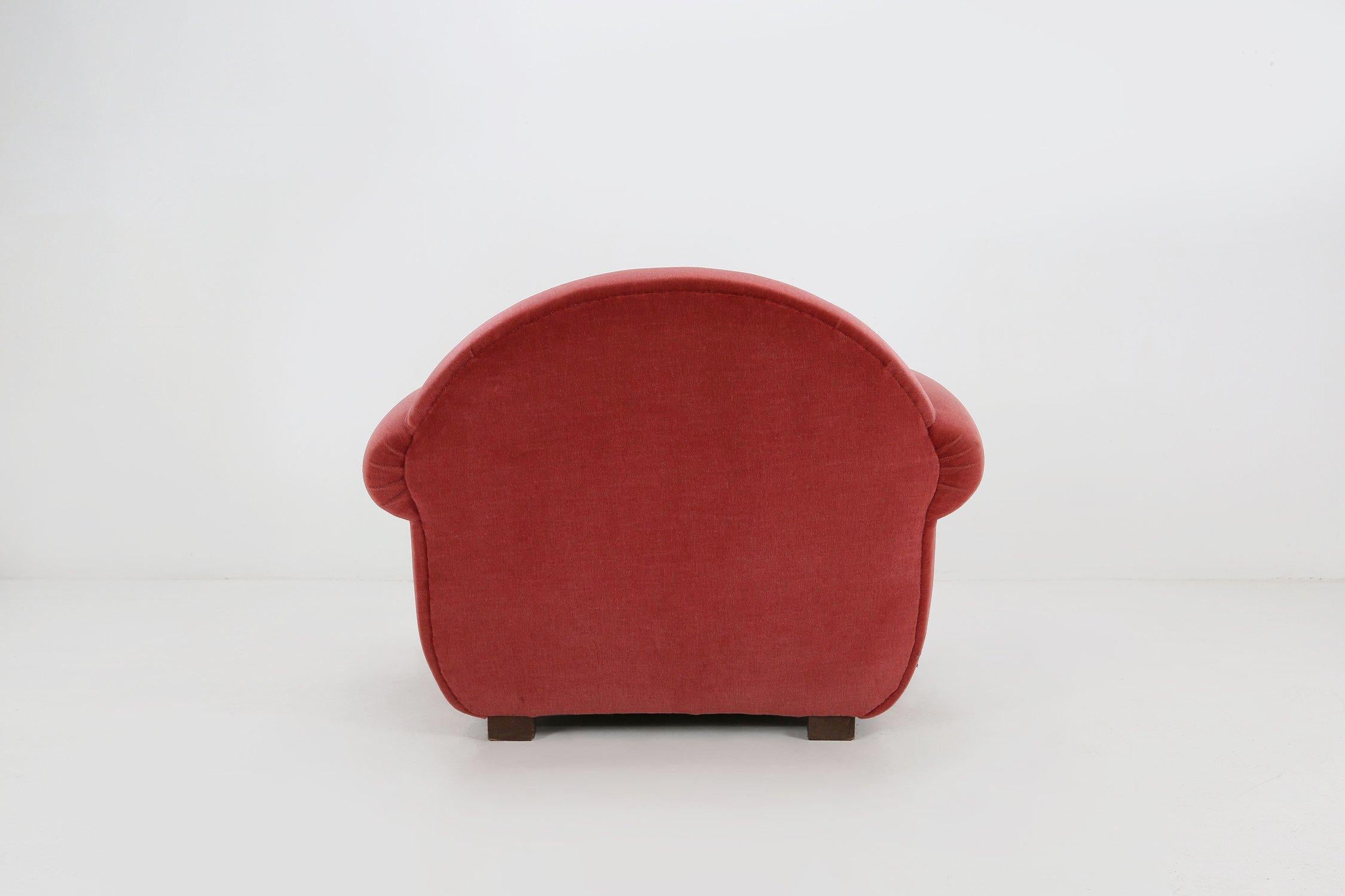 Juego de 3 sillones franceses Art Decó tapizados en terciopelo rojo, 1930 en venta 3