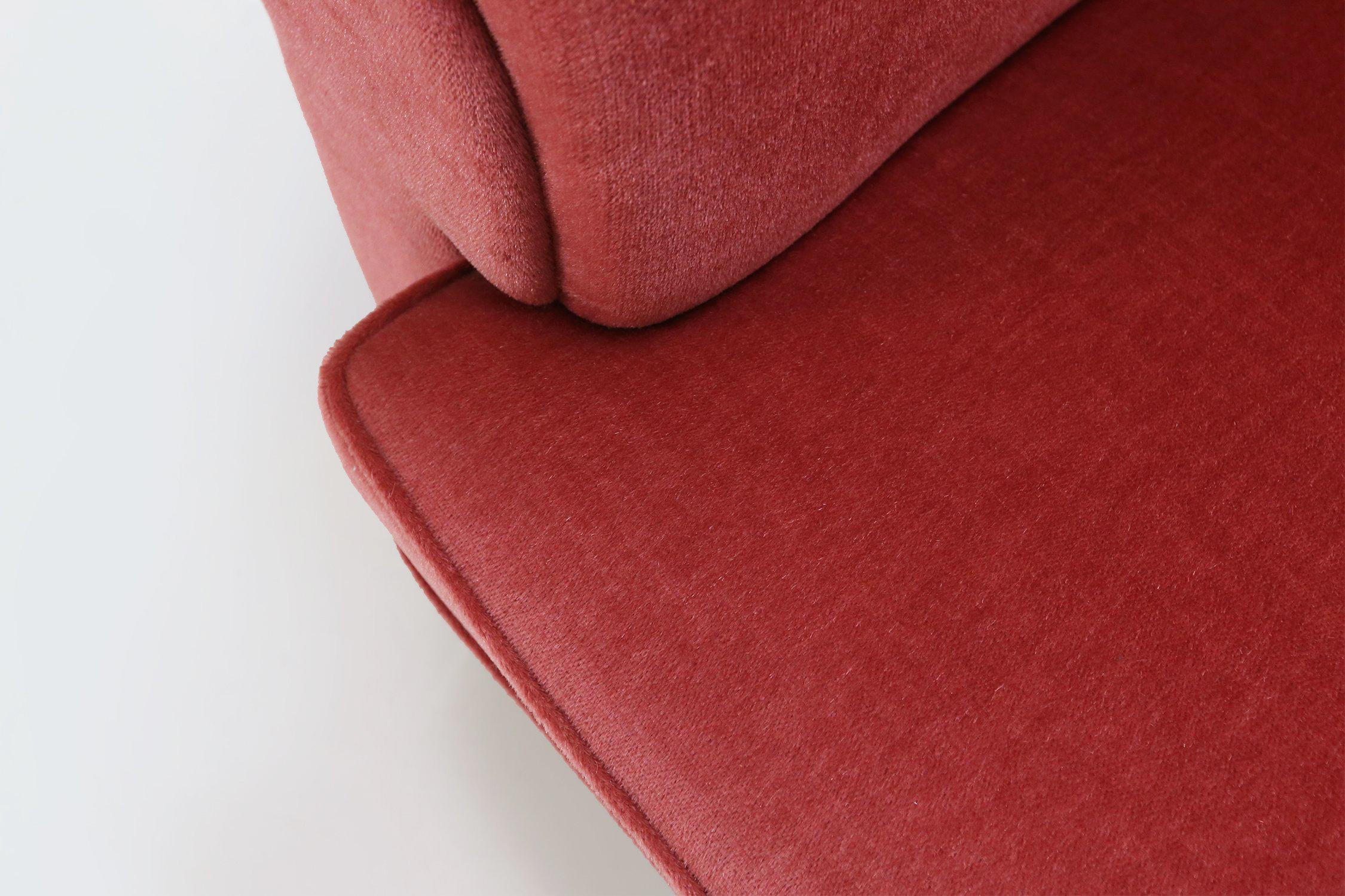 Milieu du XXe siècle Ensemble de 3 fauteuils Art Déco français tapissés de velours rouge, années 1930 en vente